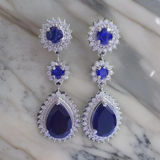 2Ct Pear Cut Drop Dangle Earrings Blue Sapphire 14k White Gold Plated, Teardrop Women's Earrings, Drop & Dangle Earrings, Gift for her