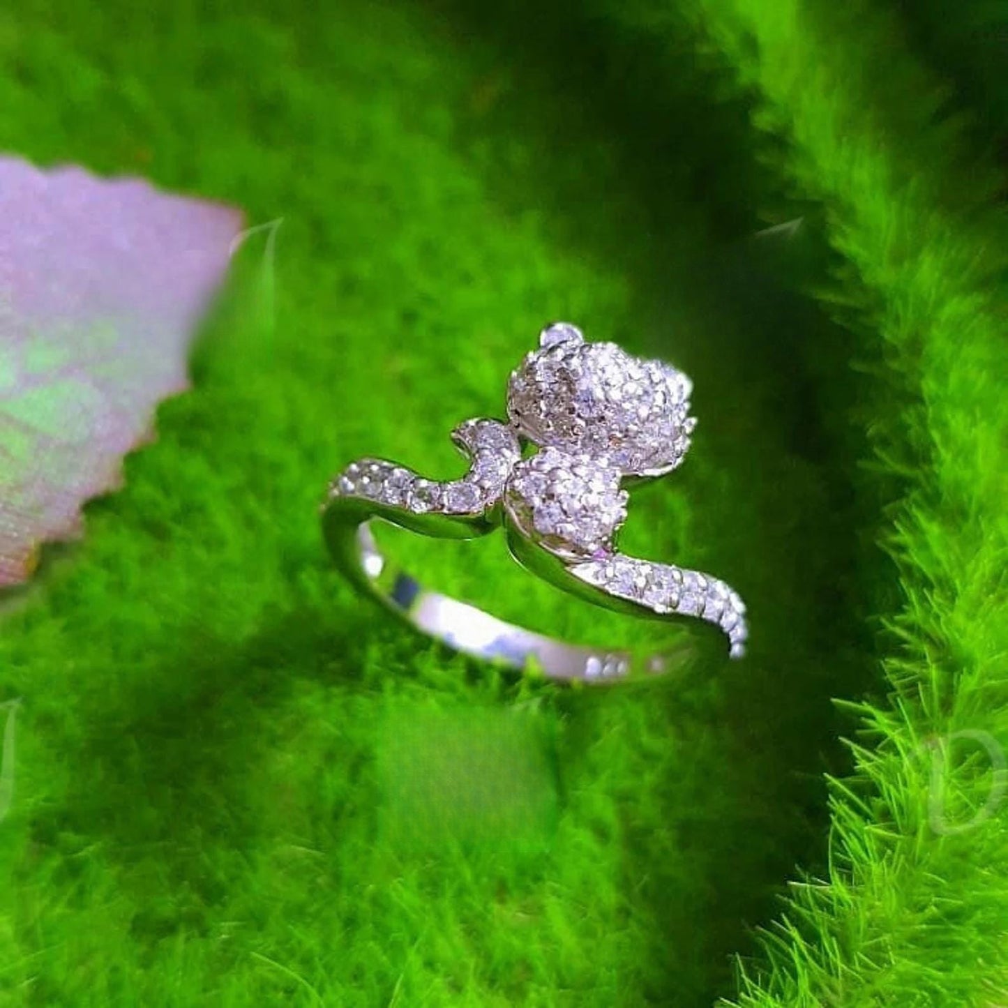 2CT Round Cut VVS1/D Diamond Cat Engagement Wedding Ring Cluster Ring 14K white Gold Plated Cat Tail Elongated Engagement Ring, Gift for her