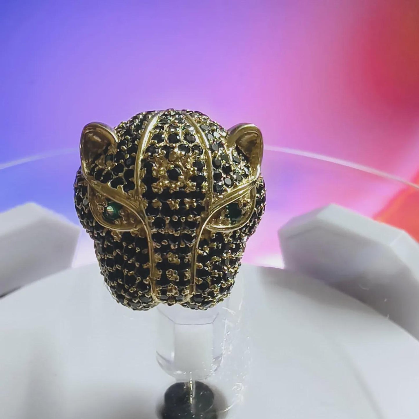 3Ct Round Cut Simulated Black Diamond Wedding Tiger Engagement Ring 14K Yellow Gold Plated 925 Sterling Silver Gift For Anniversary Ring