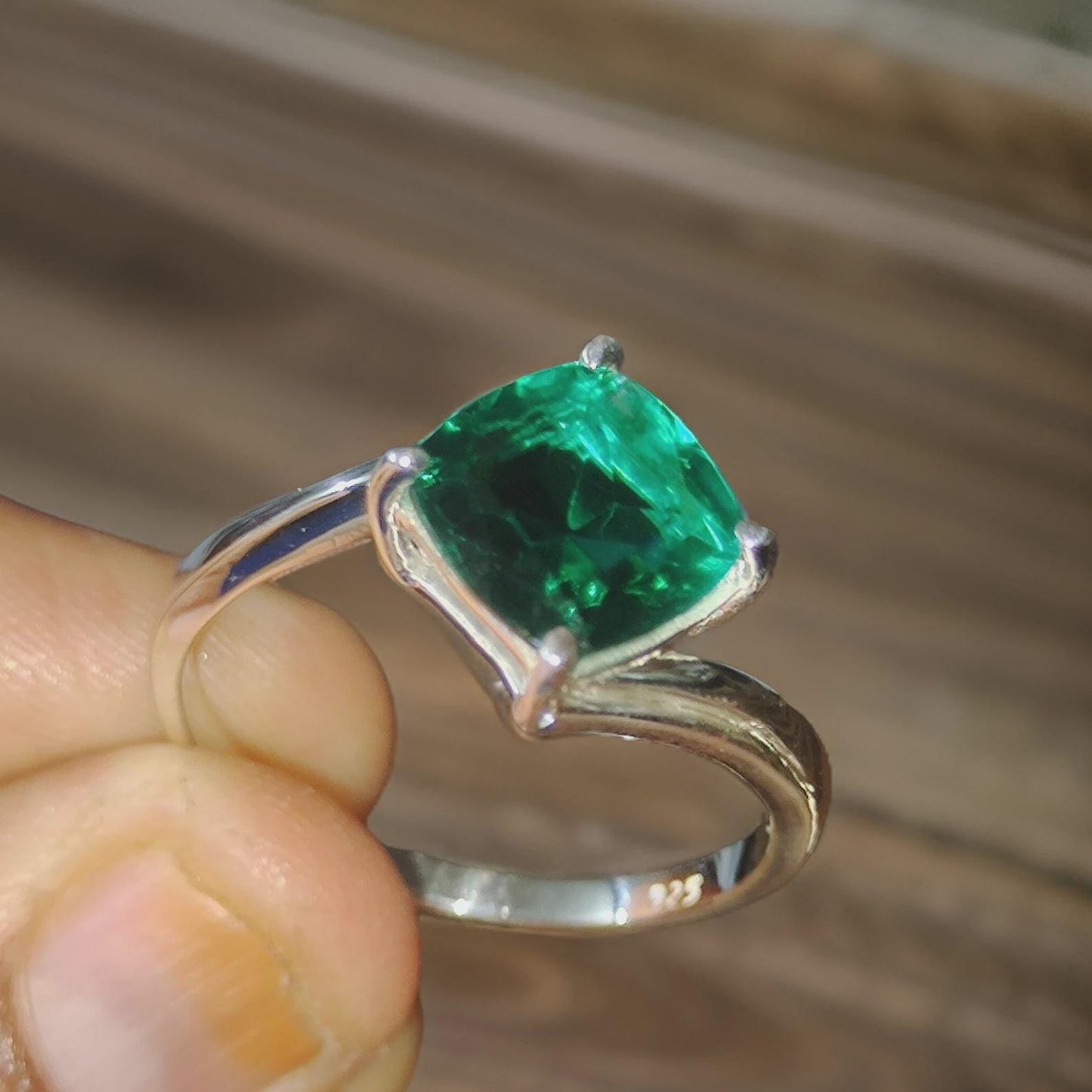 2.50Ct Cushion Cut Green Emerald VVS1 Diamond Solitaire Engagement Wedding Promise Ring 14K White Gold Finish Gift For Her ,Birthday Gift