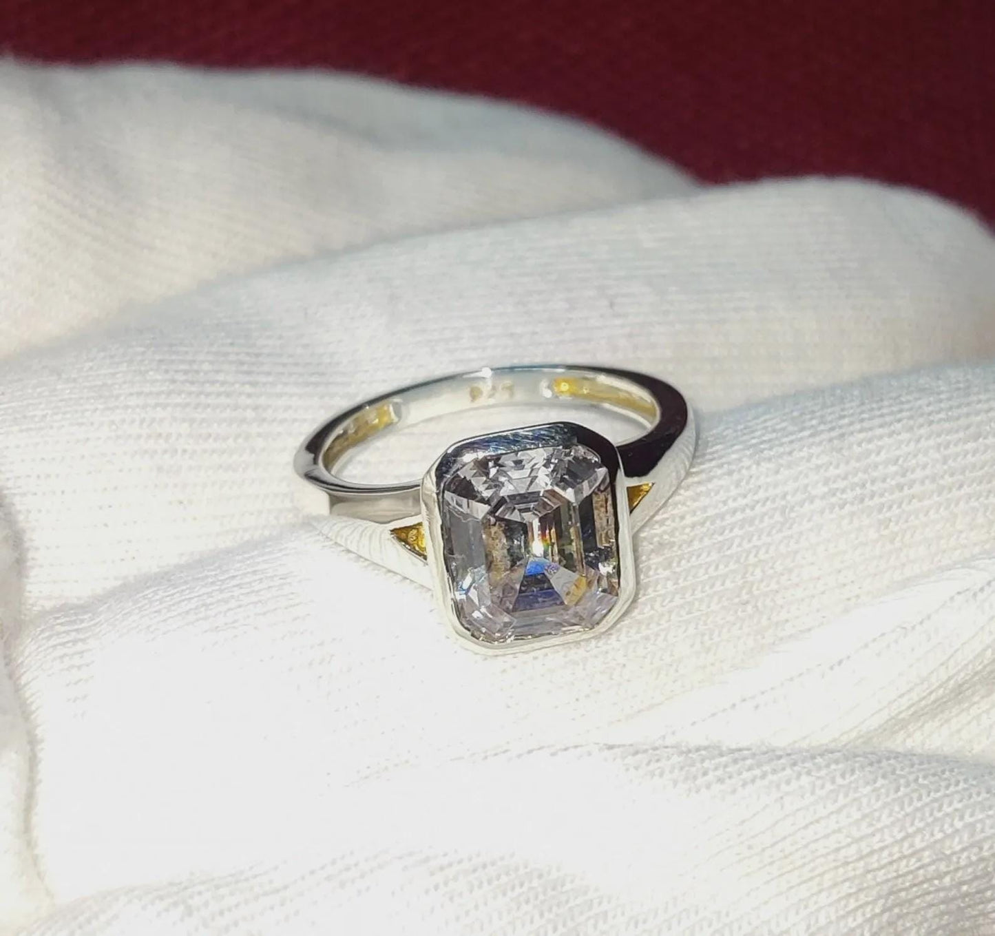 2Ct Diamond Emerald Cut Simulated Diamond Solitaire Prong Engagement Anniversary Wedding Ring 14K White Gold Finish Gift 925 Sterling Silver