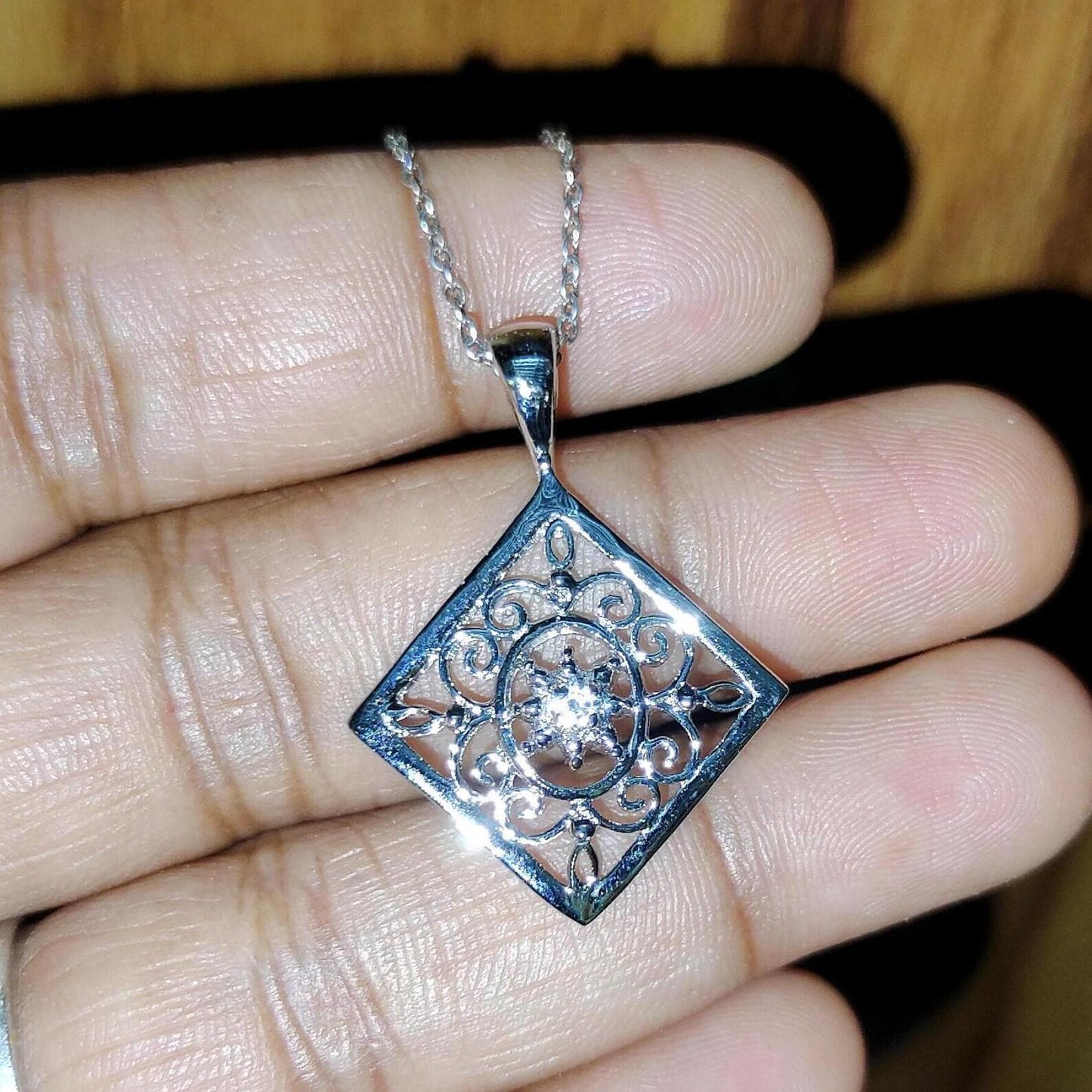 0.50Ct Diamond Pendant Round Cut Lab-Created Diamond Vintage Pendant 14K White Gold Finish 925 Silver Diamond Pendant Unisex Diamond Pendant