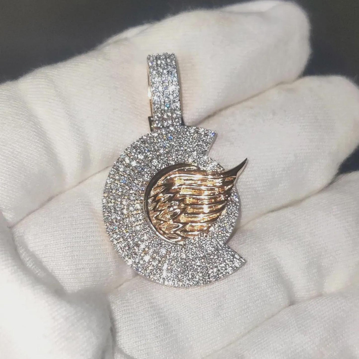 Round Cut Custom Any Name Lab Created Diamond Pendant 14K Two Tone Gold Plated Diamond Unisex Pendant, For Birthday Gift ,Party Wear