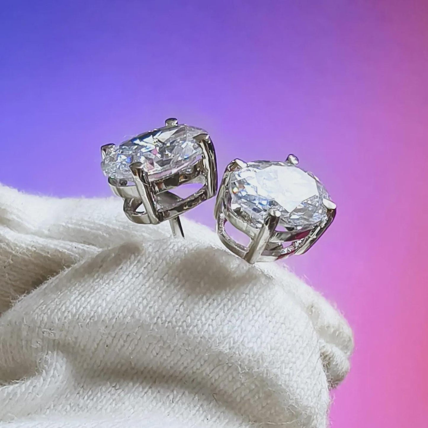 2Ct Diamond Stud Earrings 4Ct Oval Cut VVS1 Diamond Solitaire Stud Earrings 14K White Gold Finish 925 Silver Diamond Stud Earrings