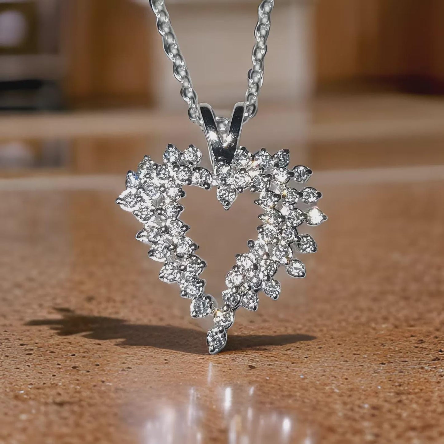 1.50Ct Moissanite Round Cut Cluster Heart Pendant 14K White Gold Finish 925 Silver Women's Heart Pendant, Birthday, Valentines, Wedding Gift