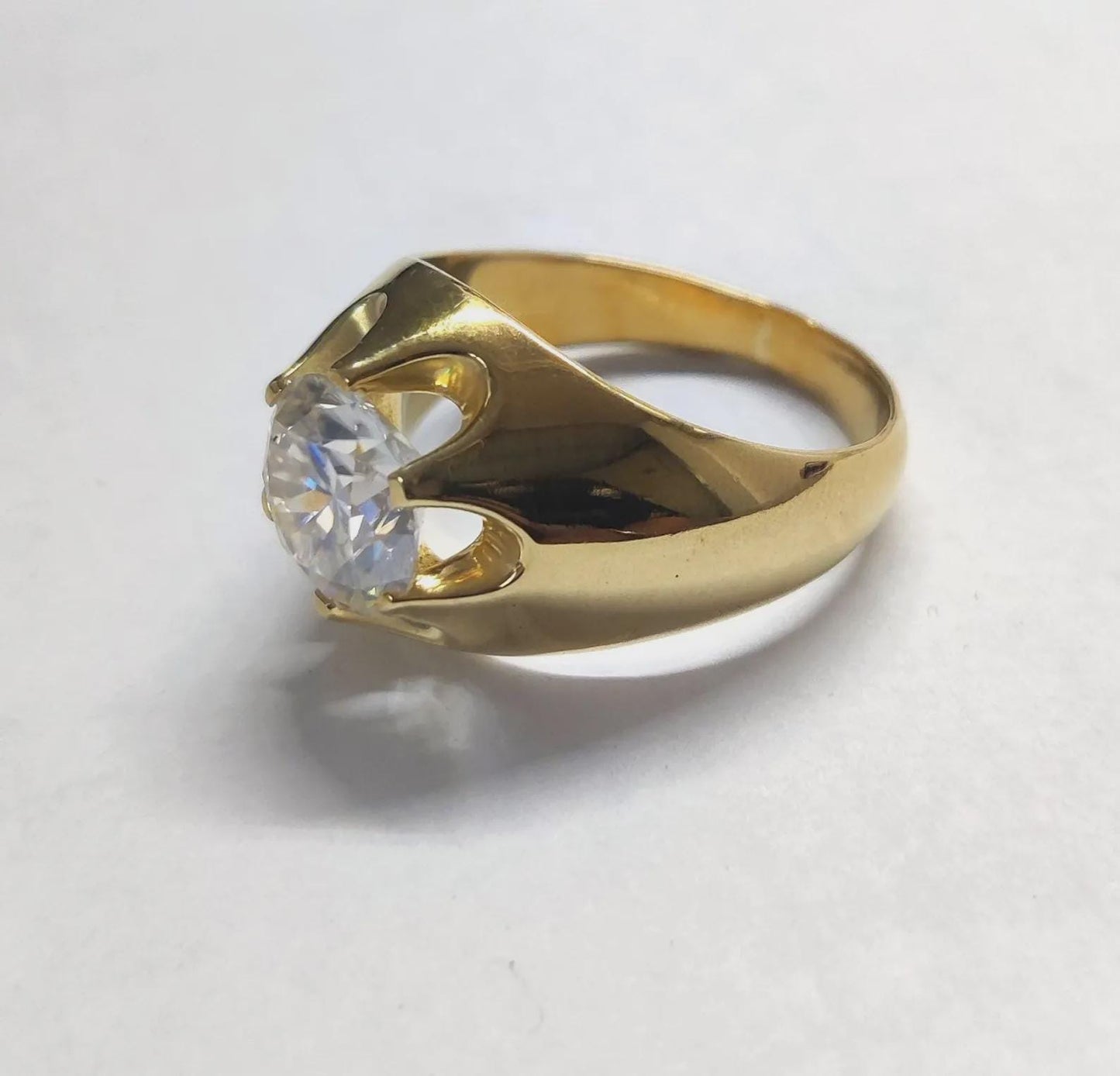 2Ct Round Cut Diamond Wedding Band Simulated Diamond Engagement Ring 14K Yellow Gold Finish Sterling Silver Anniversary Ring Birthday Gift