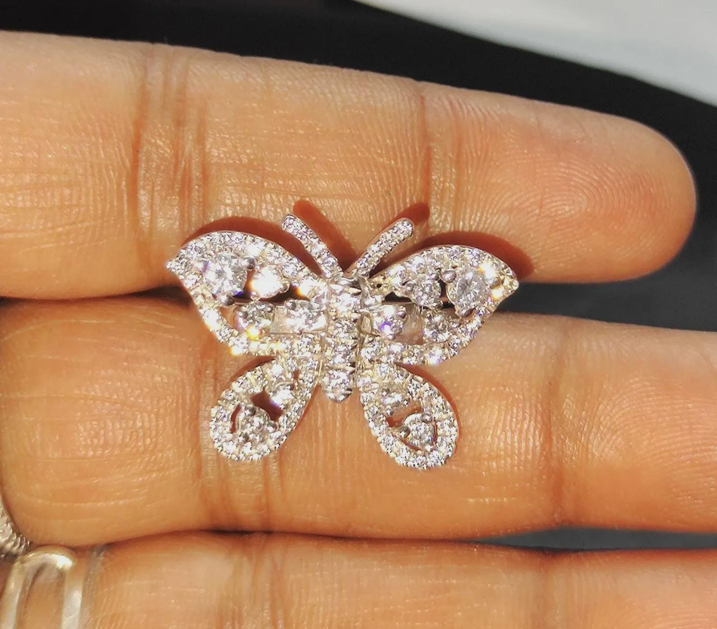 2Ct Round Cut Diamond Butterfly Lab-Created Diamond Wedding Anniversary Ring 14K White Gold Finish 925 Sterling Silver Band  Engagement Ring