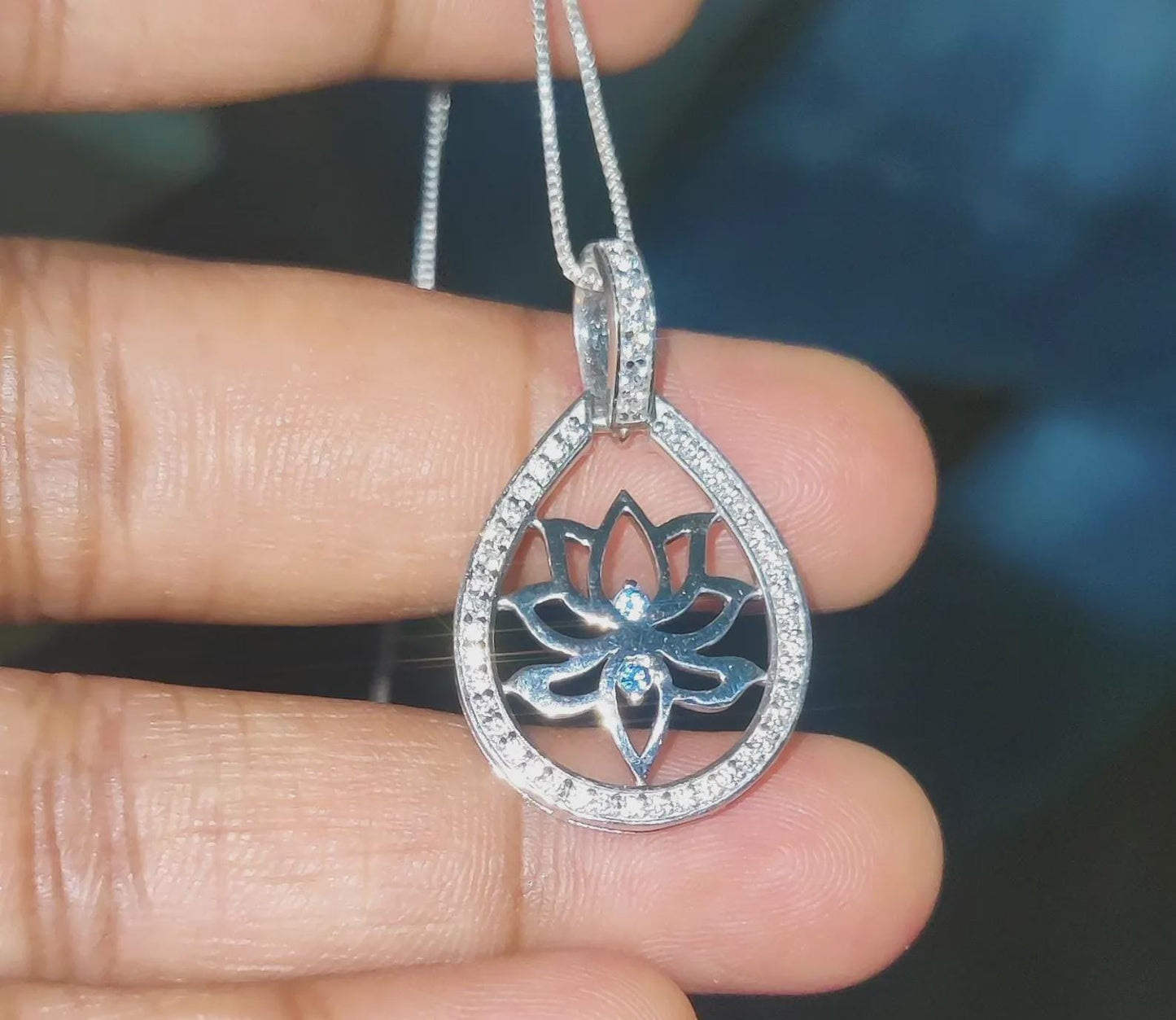 1Ct Round Cut Simulated Diamond Flower Lotus Pendant Necklaces Pendant 14K White Gold Over Moissanite Lotus Women's Pendant