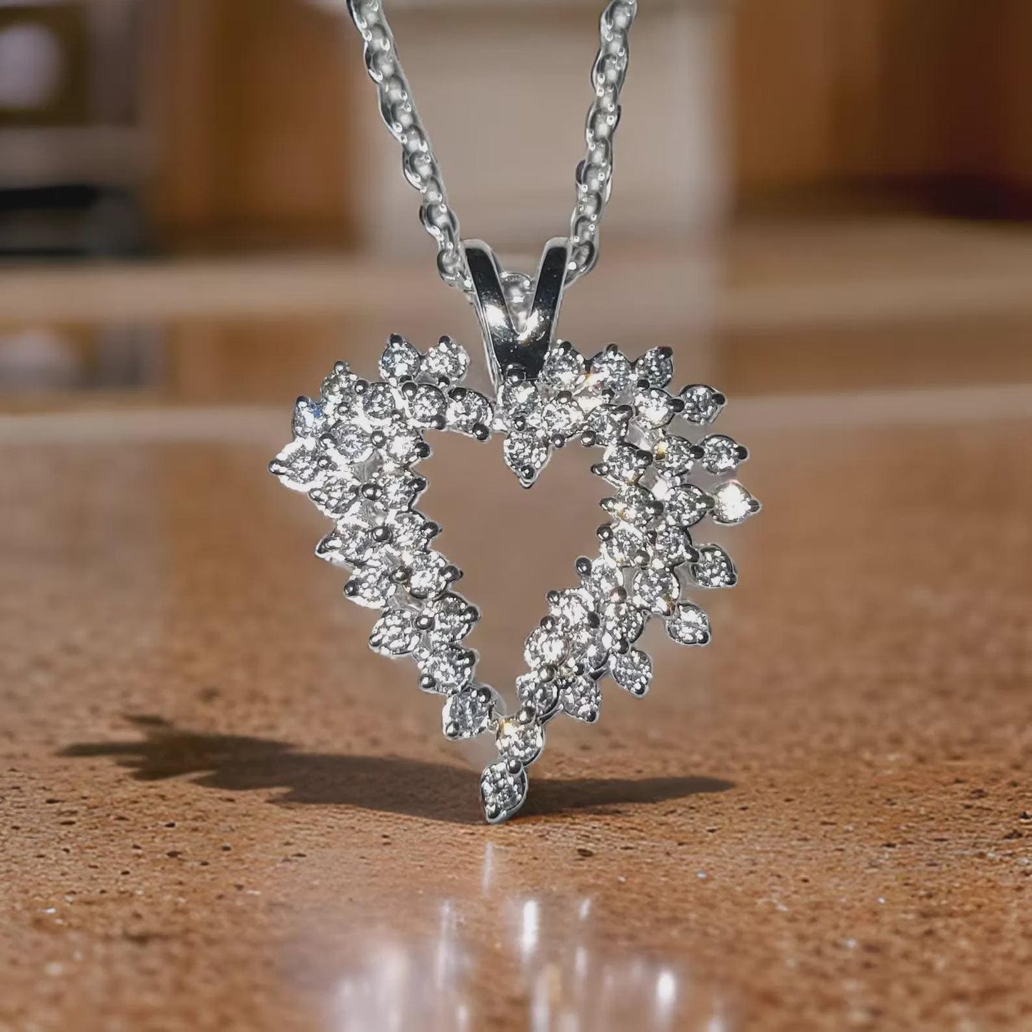 1.50Ct Moissanite Round Cut Cluster Heart Pendant 14K White Gold Finish 925 Silver Women's Heart Pendant, Birthday, Valentines, Wedding Gift