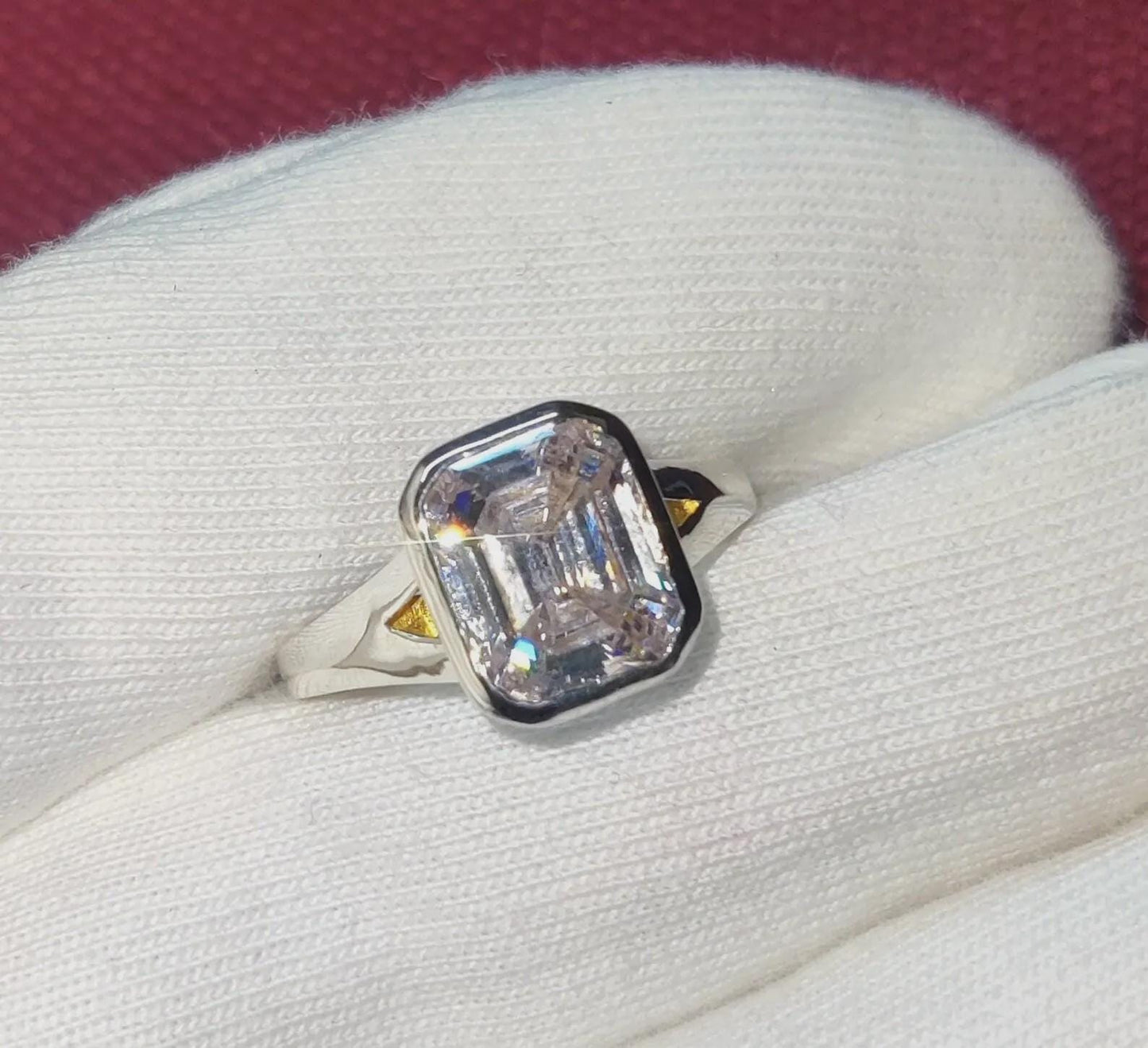 2Ct Diamond Emerald Cut Simulated Diamond Solitaire Prong Engagement Anniversary Wedding Ring 14K White Gold Finish Gift 925 Sterling Silver