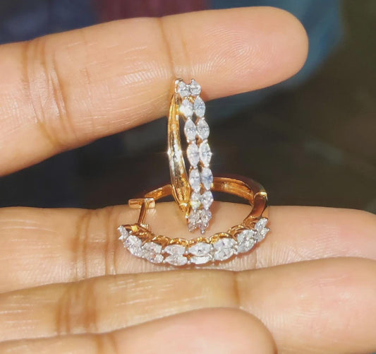 2Ct Diamond Hoop Earrings Marquise Cut VVS1 Diamond Huggie Earrings 14K Rose Gold Finish 925 Sterling Silver Diamond Hoop Earrings