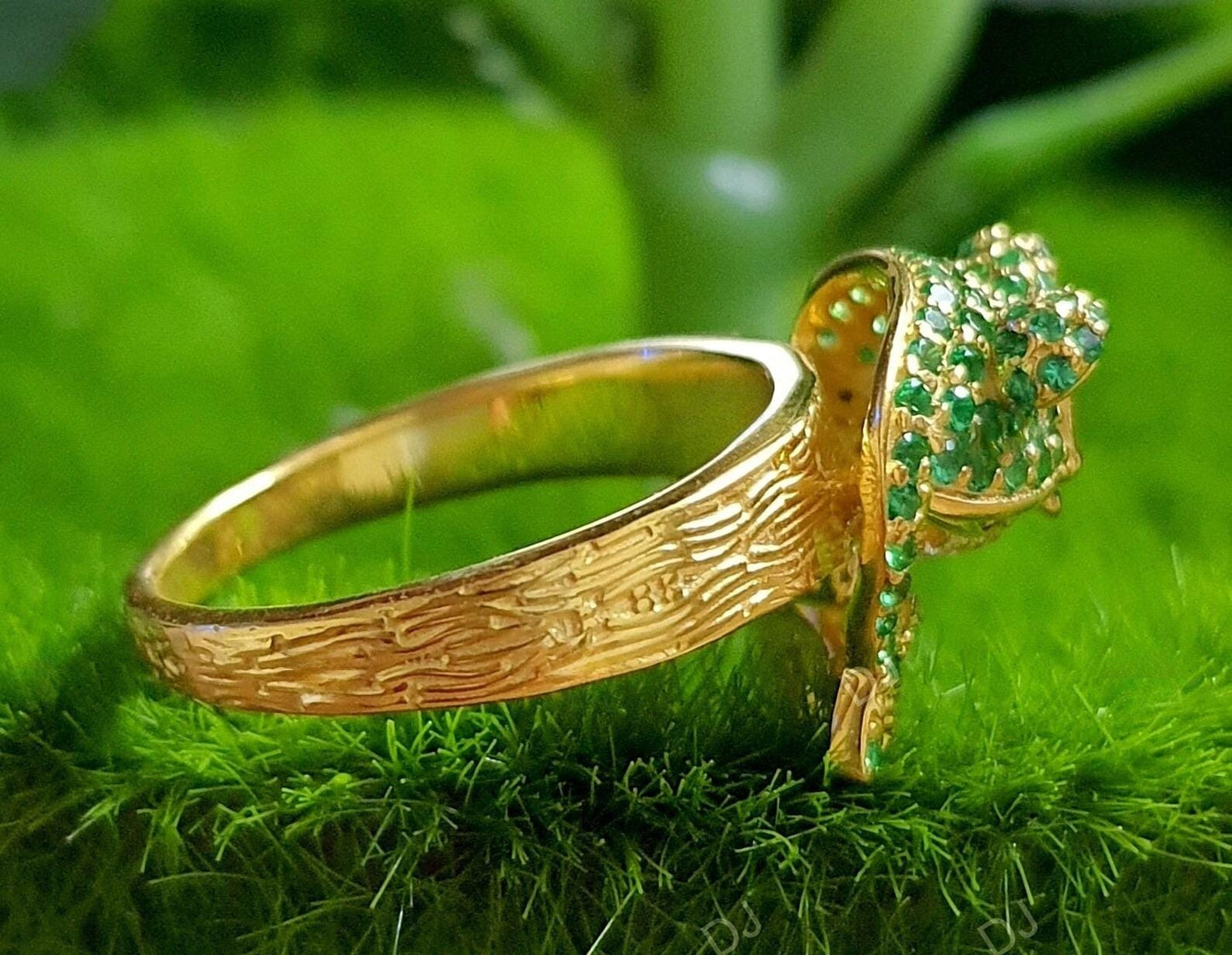 2Ct Round Cut Red Ruby and Emerald Frog Animal 14K Yellow Gold Finish Engagement Anniversary Ring, Birthday Gift, Ring For Her