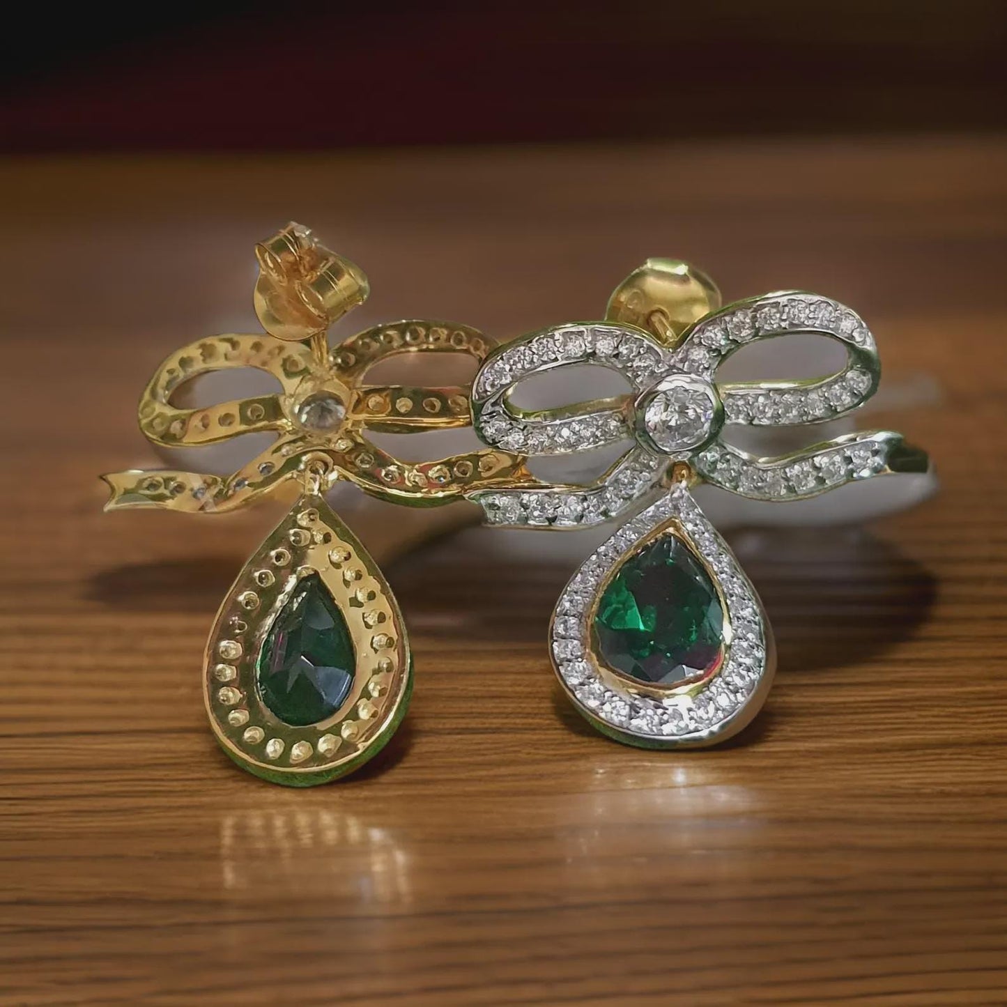 2Ct Drop Dangle Earring Pear Cut Green Emerald Diamond 14K Two-Tone Gold Plated 925 Sterling Silver Dangle Earring Birthday Gift