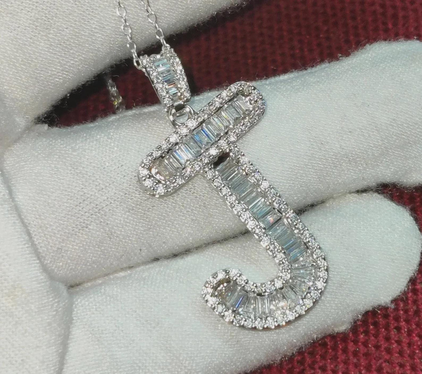 2Ct Diamond Baguette Cut Simulated Diamond Pendant, Custom Any Letter Diamond Pendant, Unisex Diamond Pendant, For Birthday Pendant Gift
