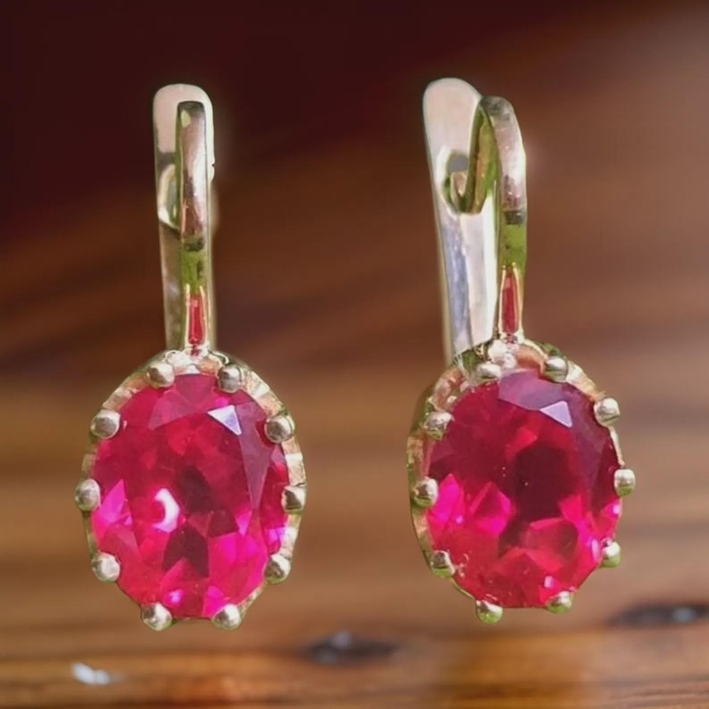 2Ct Ruby Hoop Earrings Oval Cut Simulated Red Ruby Diamond Hoop Earring 14k Yellow Gold Plated, Fancy Hoop Earrings, Gift for Birthday