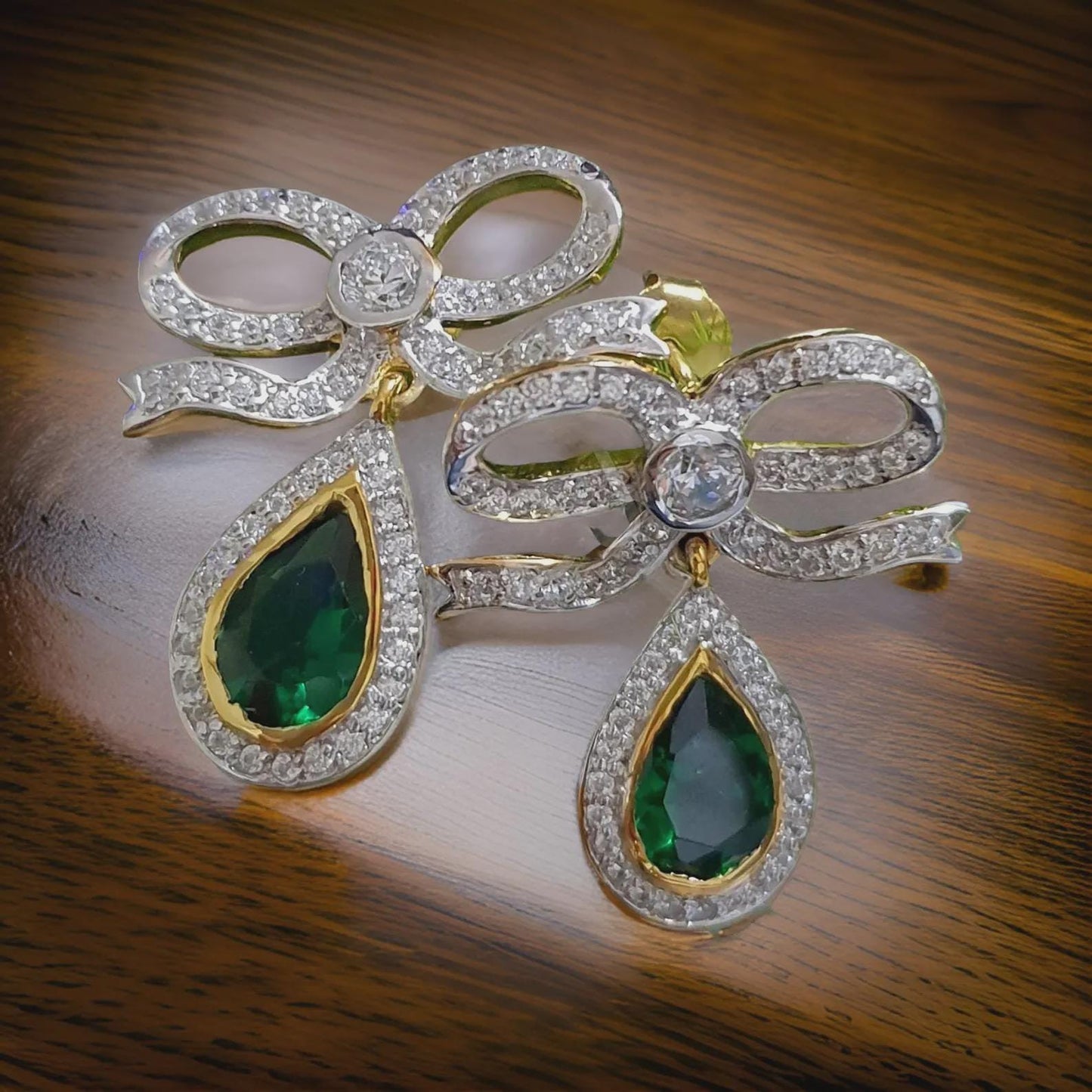 2Ct Drop Dangle Earring Pear Cut Green Emerald Diamond 14K Two-Tone Gold Plated 925 Sterling Silver Dangle Earring Birthday Gift