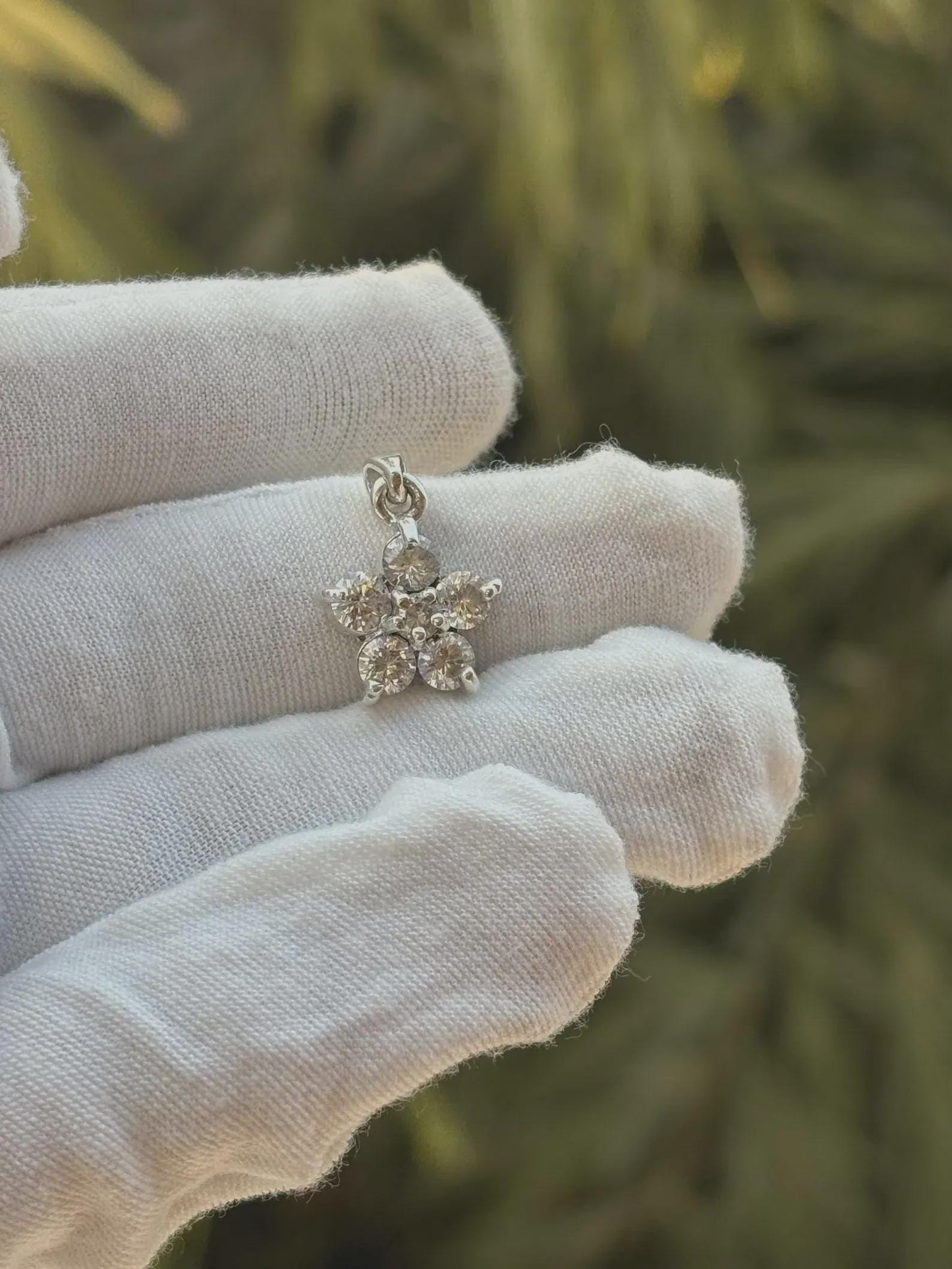 1.50Ct Round Cut Flower Pendant 14K White Gold Plated 925 Silver Prong Setting Pendant, Anniversary Gift Pendant