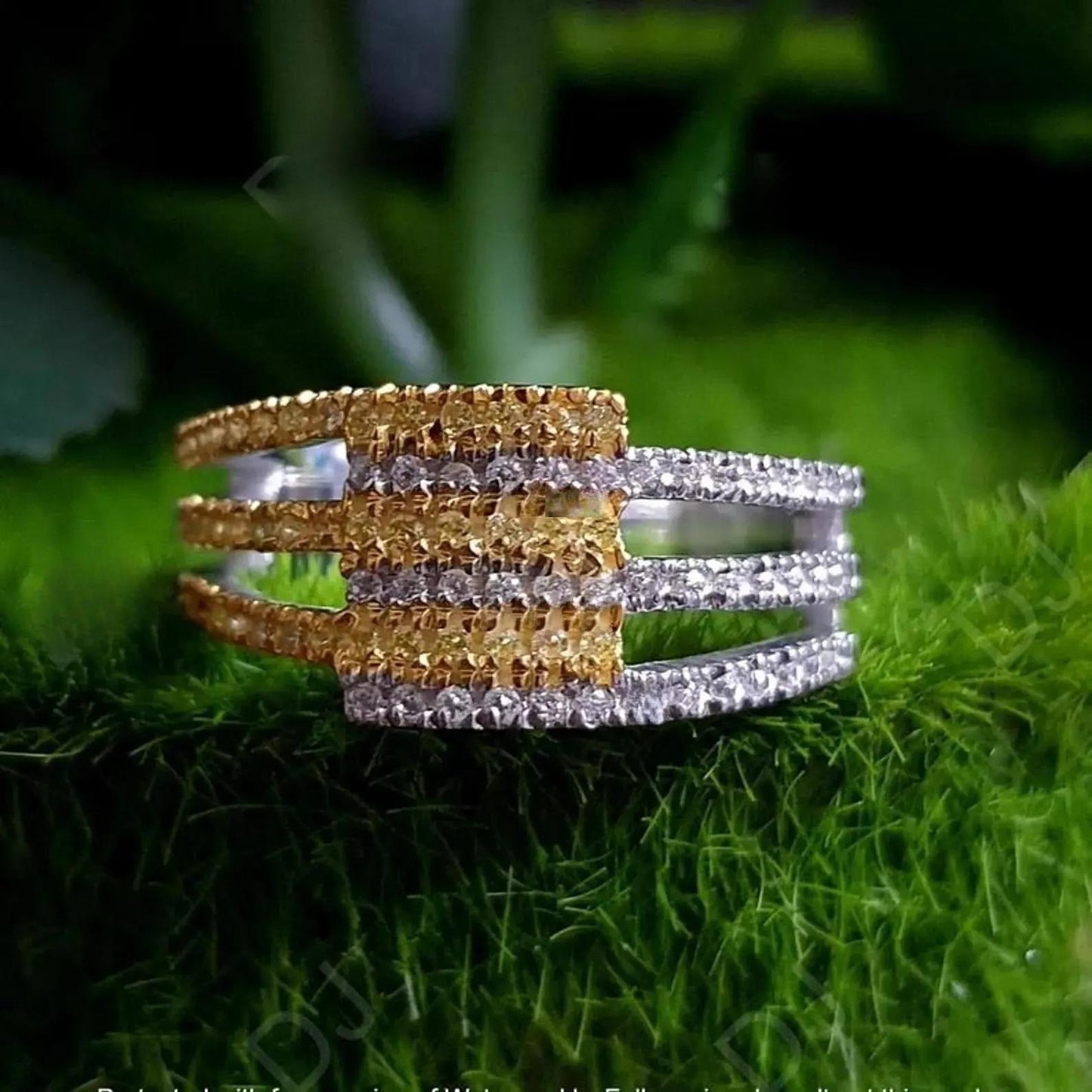 2Ct Round Cut Simulated Diamond Engagement Band Ring Bypass Wedding Ring Anniversary Ring 14K Two Tone Gold Plated 925 Sterling Silver