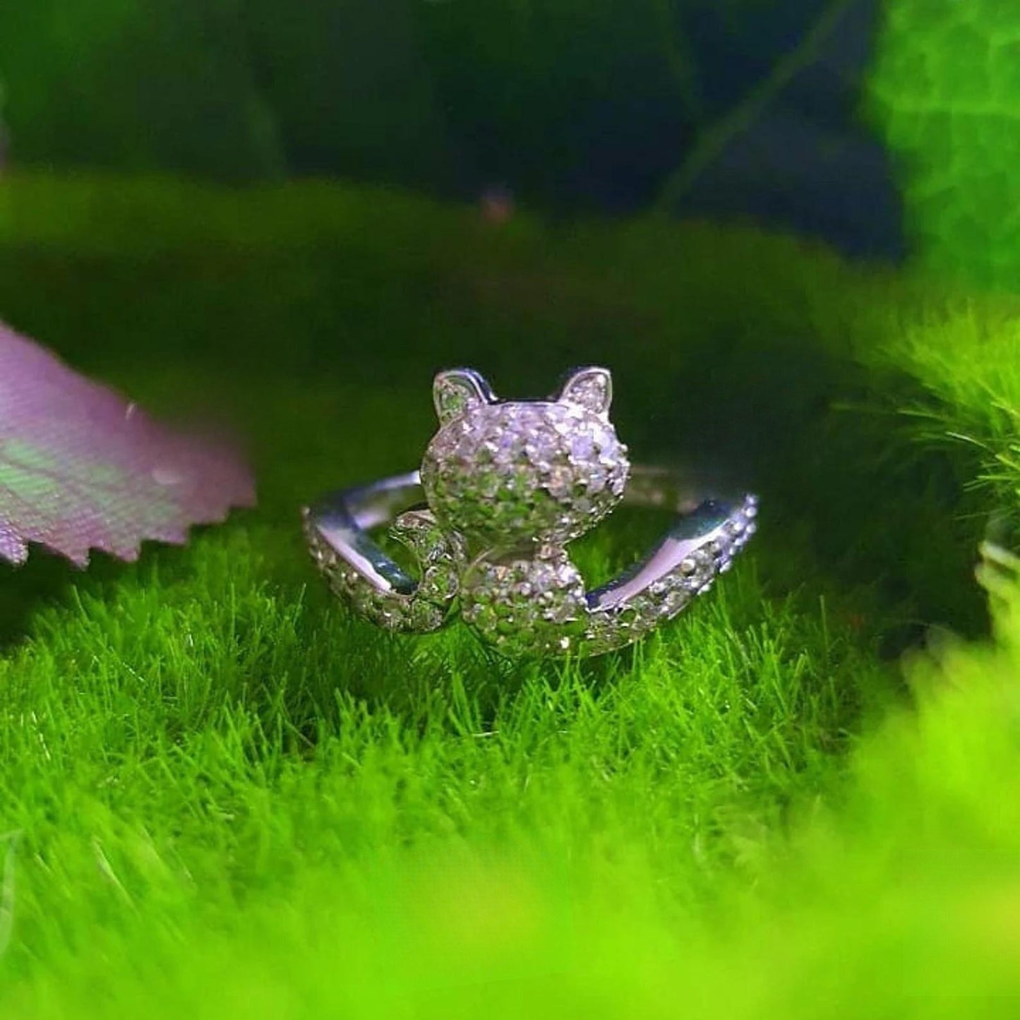 2CT Round Cut VVS1/D Diamond Cat Engagement Wedding Ring Cluster Ring 14K white Gold Plated Cat Tail Elongated Engagement Ring, Gift for her