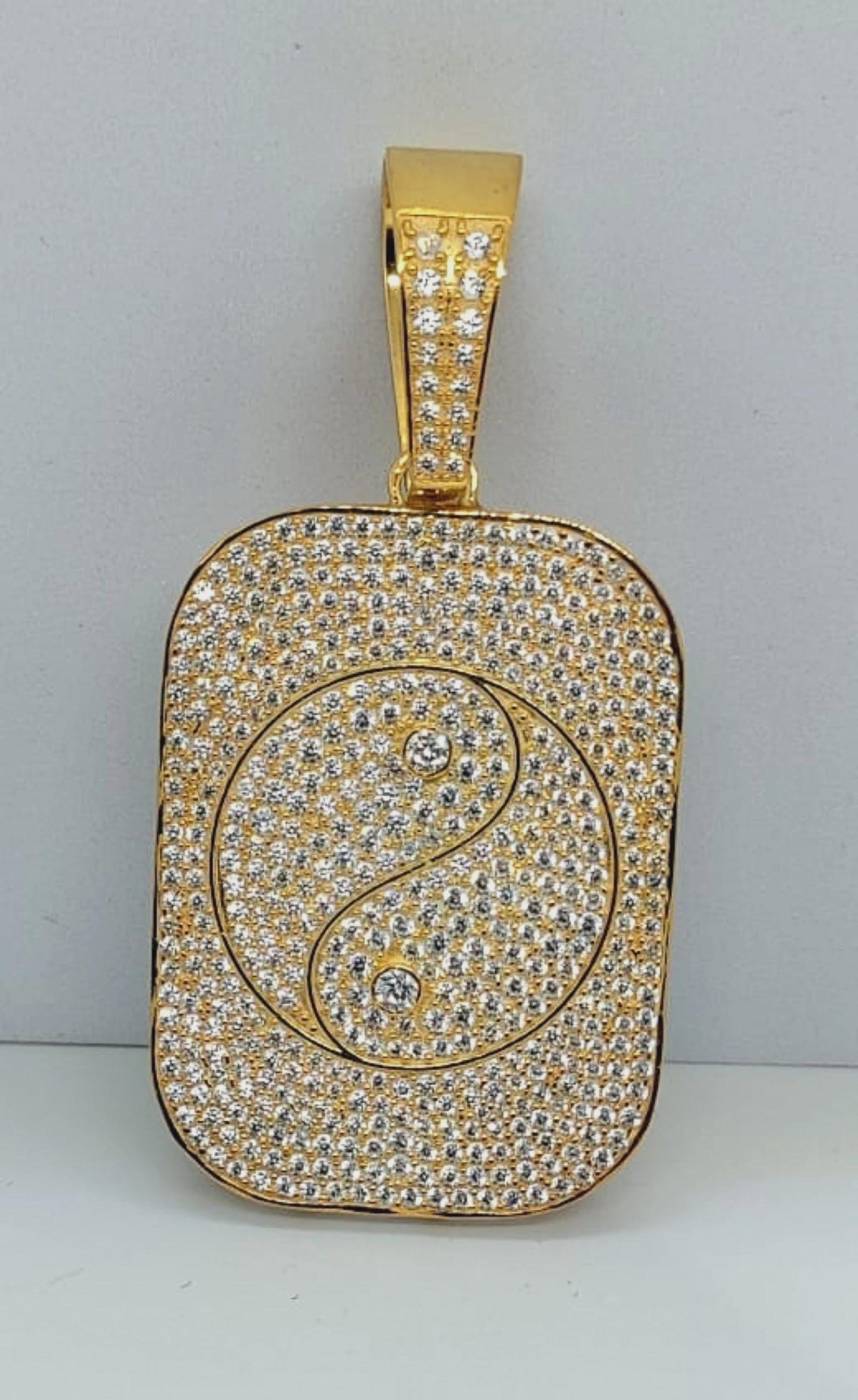 2Ct Round Cut Simulated Diamond Dog Tag Pendant 14K Yellow Gold Plated Unisex Diamond Pendant 925 Sterling Silver Custom Engraved Necklace