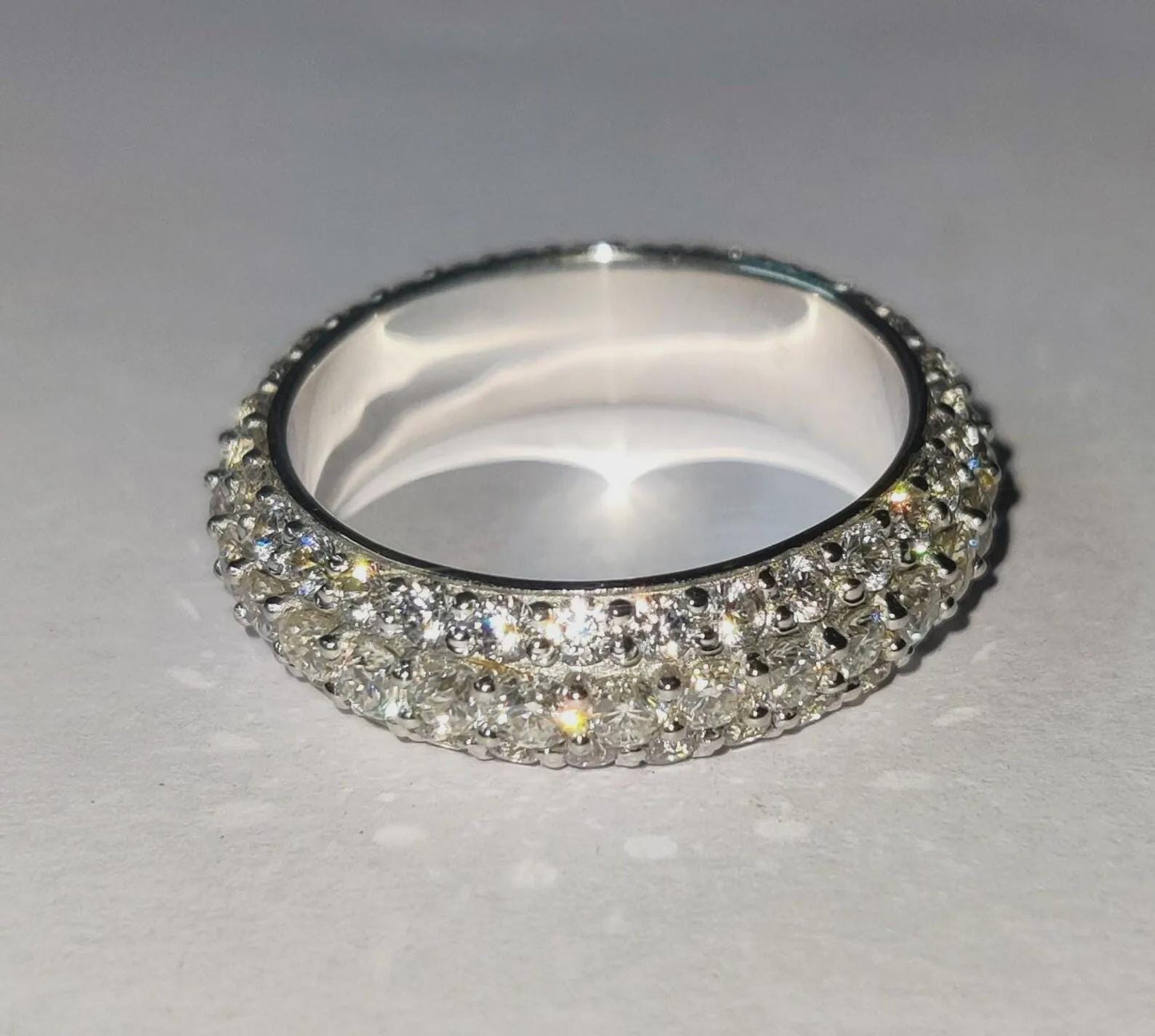 2Ct Diamond Band Ring Lab-Created Round Diamond Wedding Anniversary Band Ring 14K White Gold Finish 925 Silver Band Unisex Engagement Ring