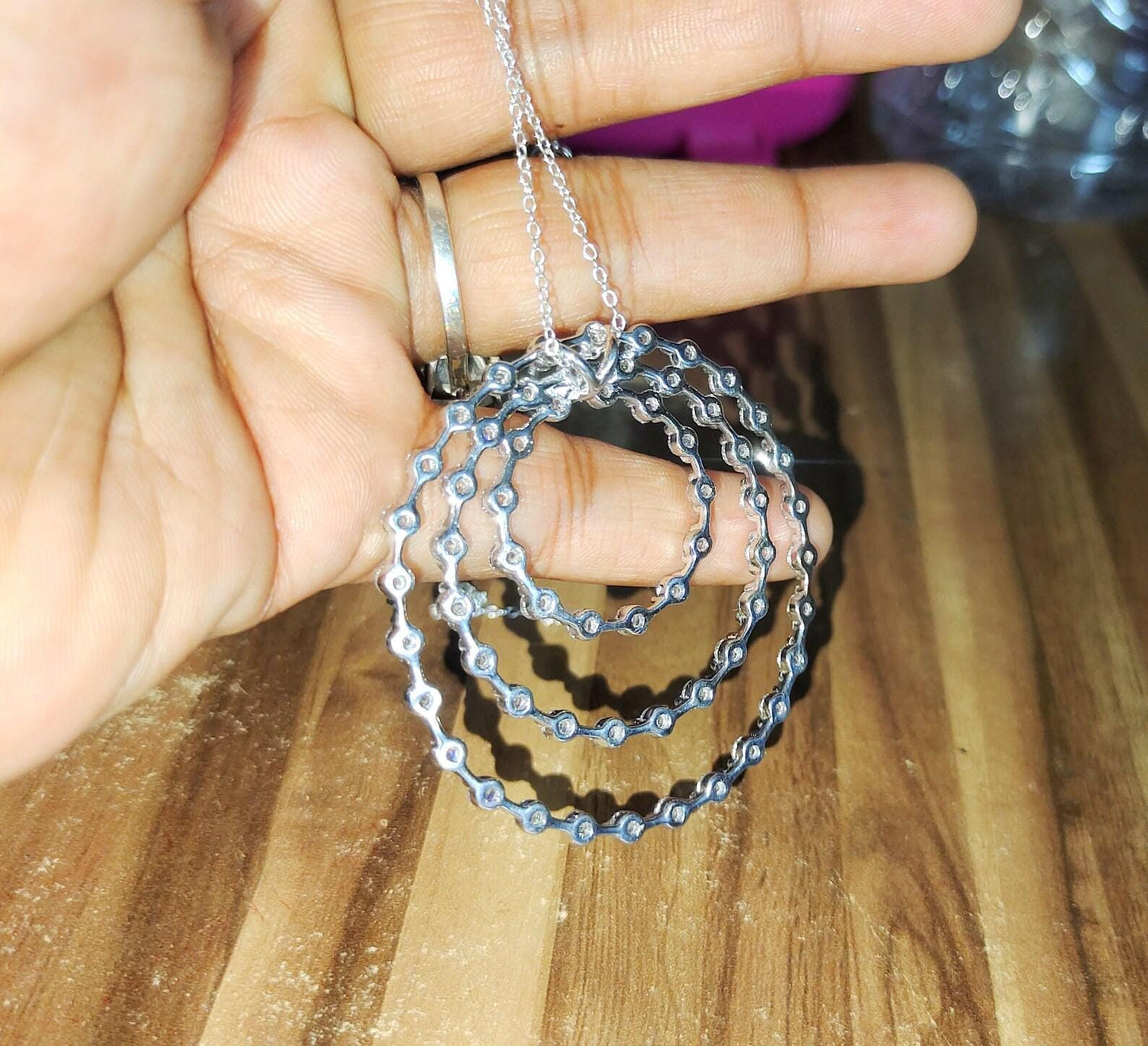 1.50Ct Round Cut Lab-Created Diamond Layer Circle Pendant 14K White Gold Plated Hip Hop Pendant Circle Pendant Unisex Diamond Pendant