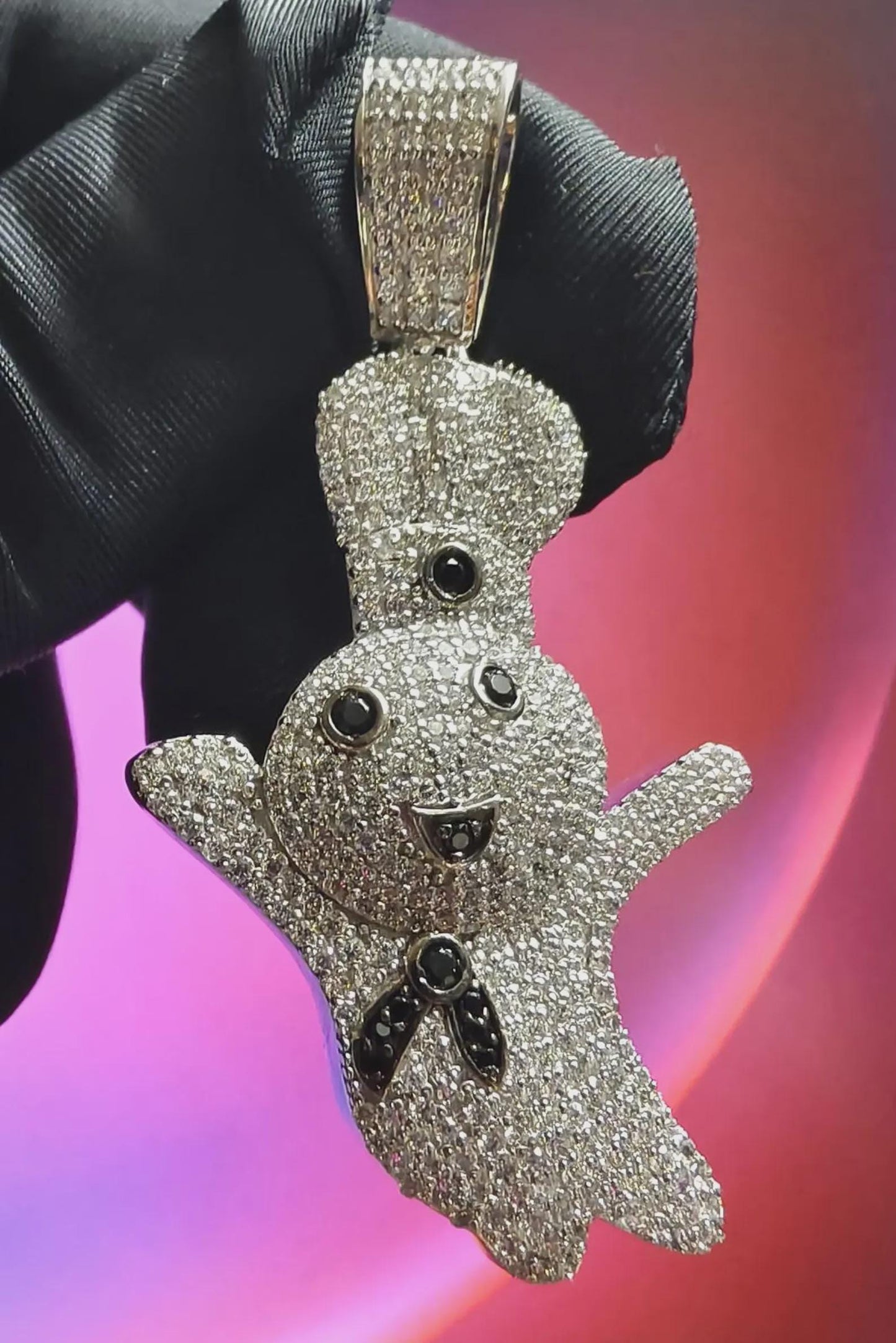 3Ct Round Cut Diamond Carton Pendant Simulated Diamond Pedant 14K White Gold Plated 925 Sterling silver, Hip Hop Pendant, For Birthday Gift