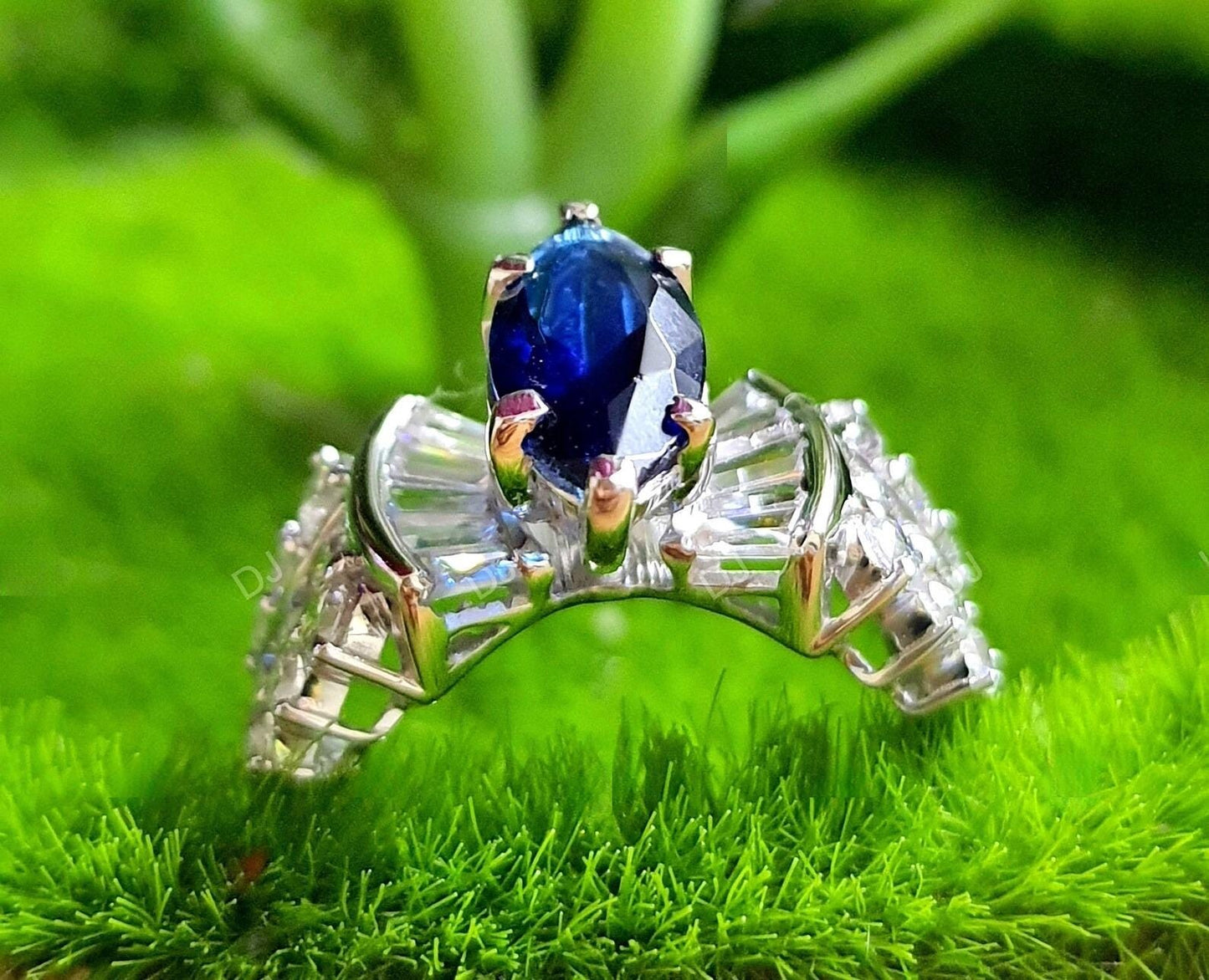 2Ct Marquise Cut Blue Sapphire Diamond Solitaire 14K White Gold Finish Engagement Wedding Anniversary Ring, Birthday Gift, Ring For Her