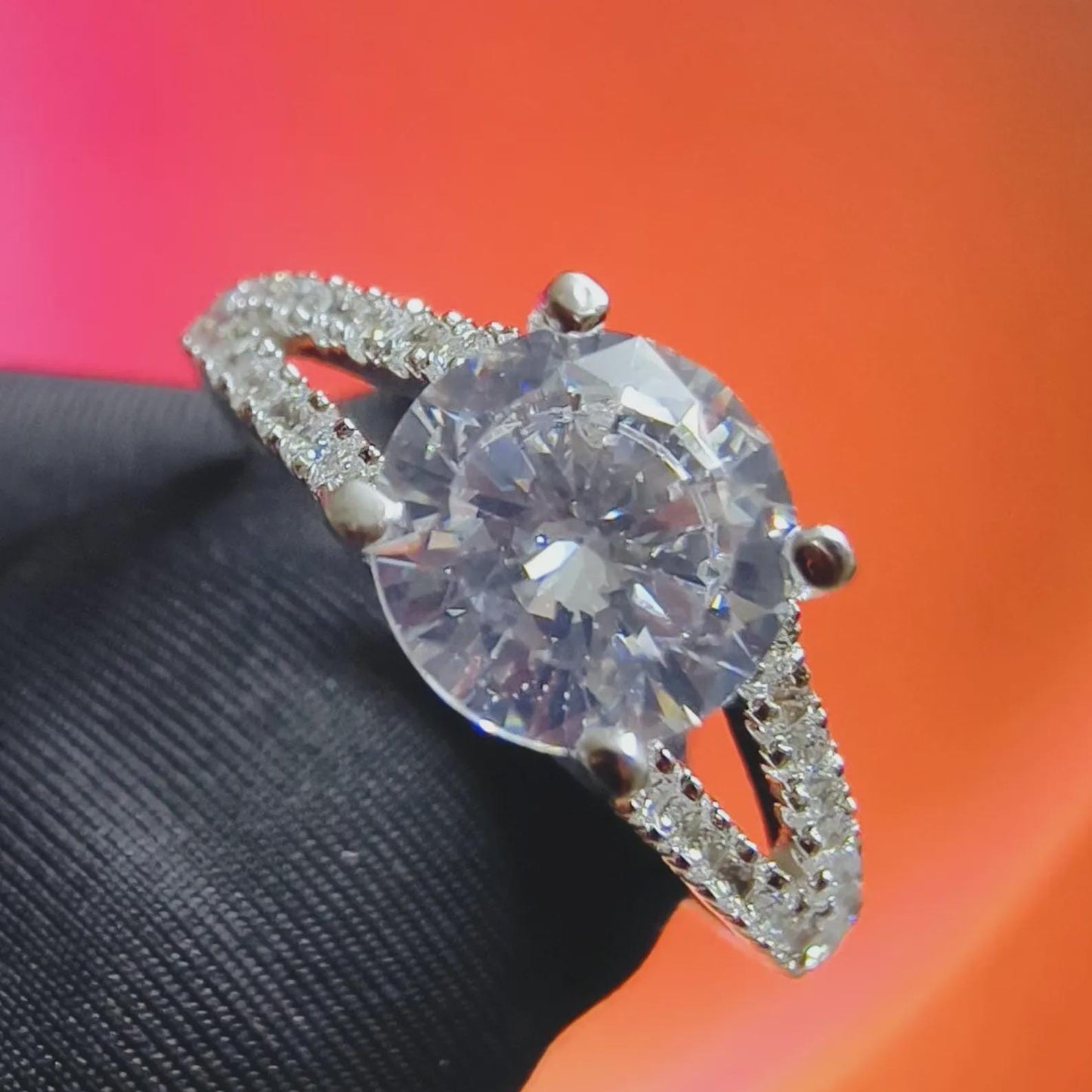 2Ct Round Cut Simulated White Diamond Wedding Engagement Anniversary Ring 14k White Gold Plated- 925 Silver, Gift for Her