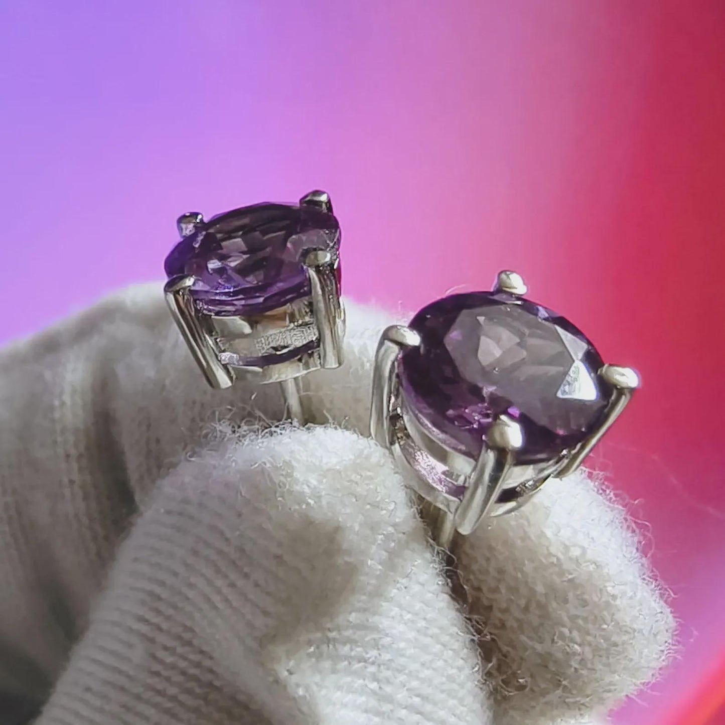 2Ct Round Cut Simulated Alexandrite 14K White Gold Finish Halo Stud Earrings 925 Sterling Silver For Birthday gift and Daily wear