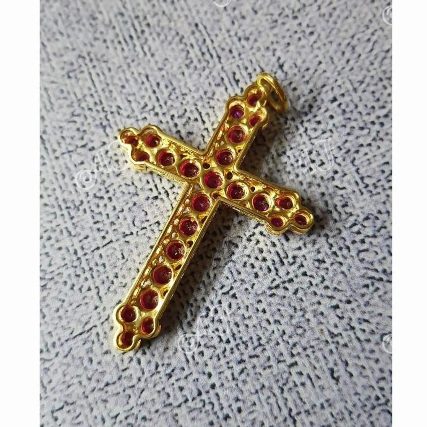 1.50Ct Cross Pendant, Round Red Ruby, Charm Pendant, Hip Hop Unisex Pendant Necklace, Birthday Gift Pendant, Pendant For Love, Gift For Her