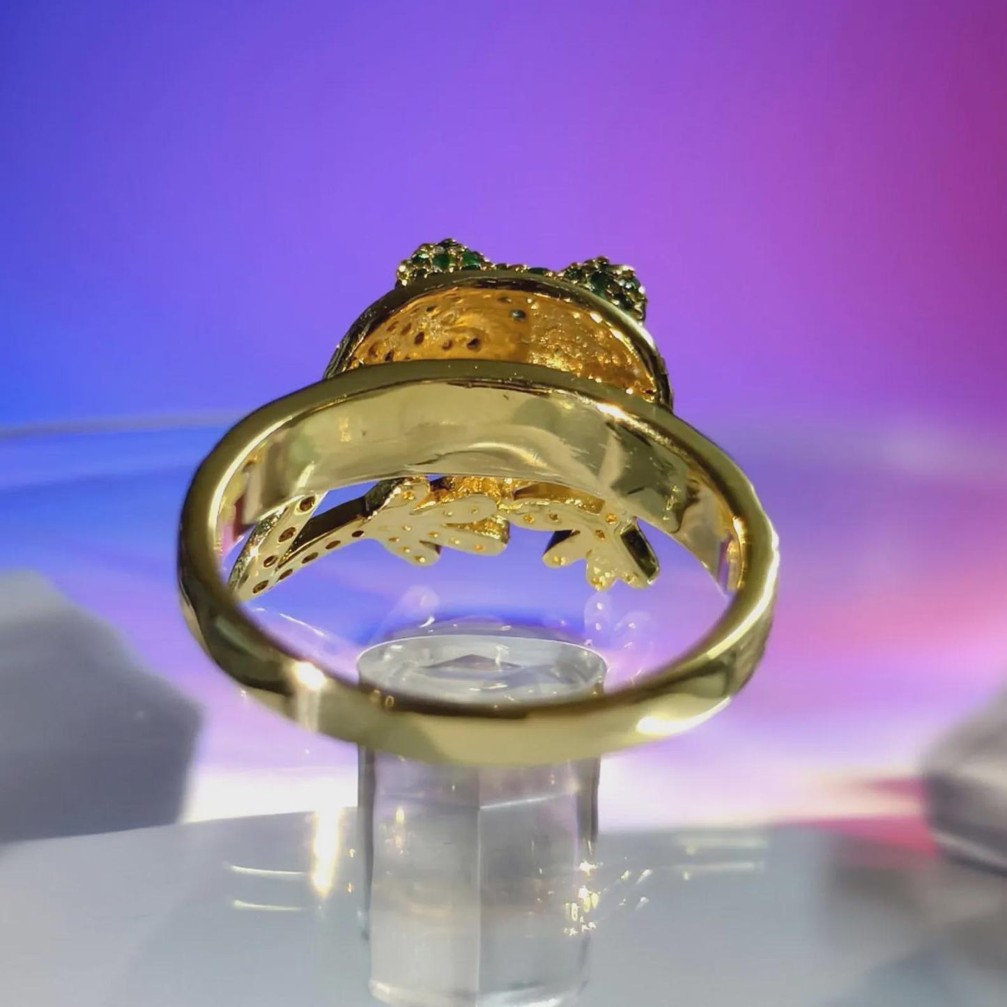 2Ct Round Cut Frog Shape Ring Simulated Green Emerald 14K Yellow Gold Plated 925 Sterling Silver, Anniversary Ring, For Birthday Gift Ring