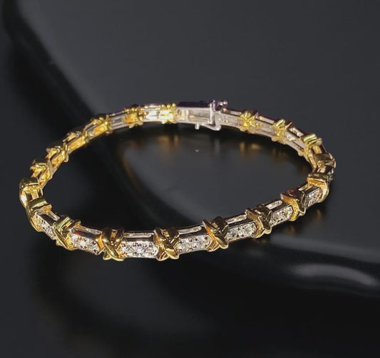 6Ct Diamond Bracelet Round Lab-Created Diamond 14K Two-Tone Gold Finish Sterling 925 Silver Bracelet Gift For her Birthday Gift Party Wear