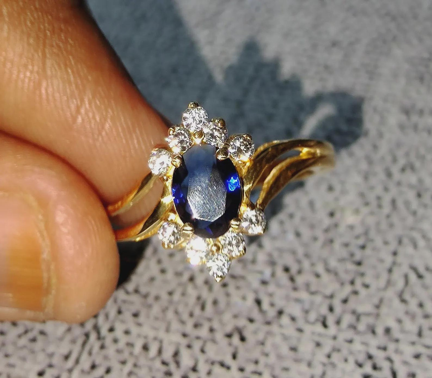 1Ct Oval Cut Blue Sapphire Diamond Solitaire 14K Yellow Gold Finish Engagement Wedding Anniversary Ring, Birthday Gift, Ring For Her