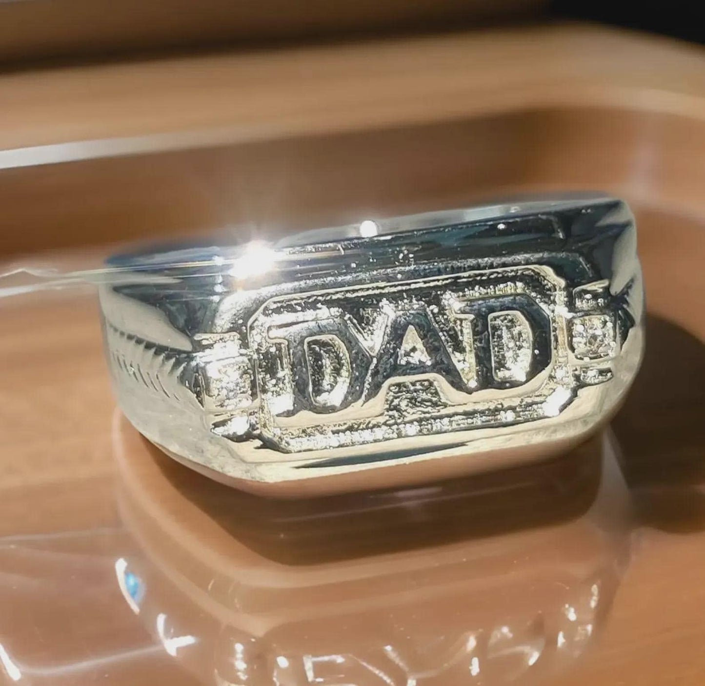 Customized Any Personalization Name Ring 14K White Gold Finish 925 Sterling Silver Anniversary Ring, Gift For Birthday, DAD Name Ring