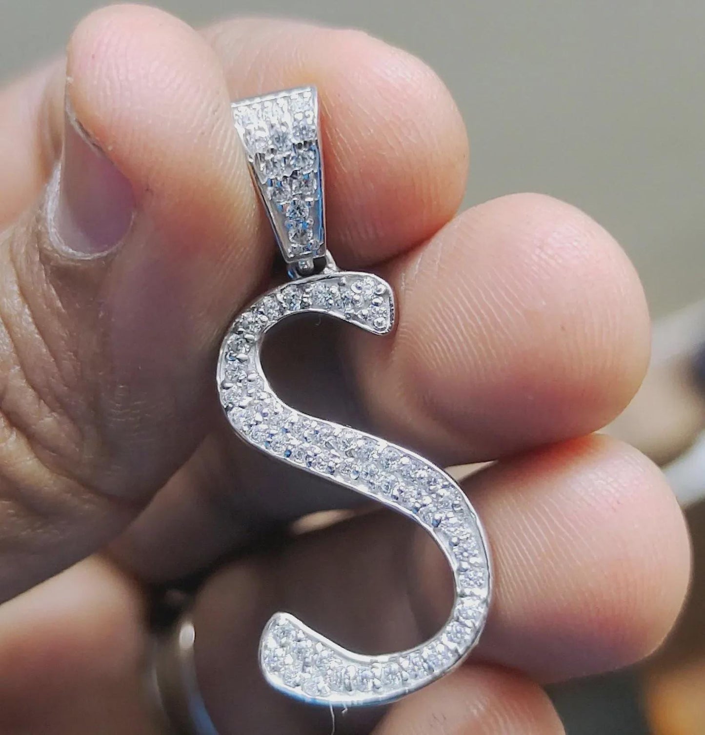 1Ct Diamond Lab-Created Pendant Necklace Customize Any Letter Round Cut 14K White Gold Plated 925 Sterling Silver Custom Name Pendant