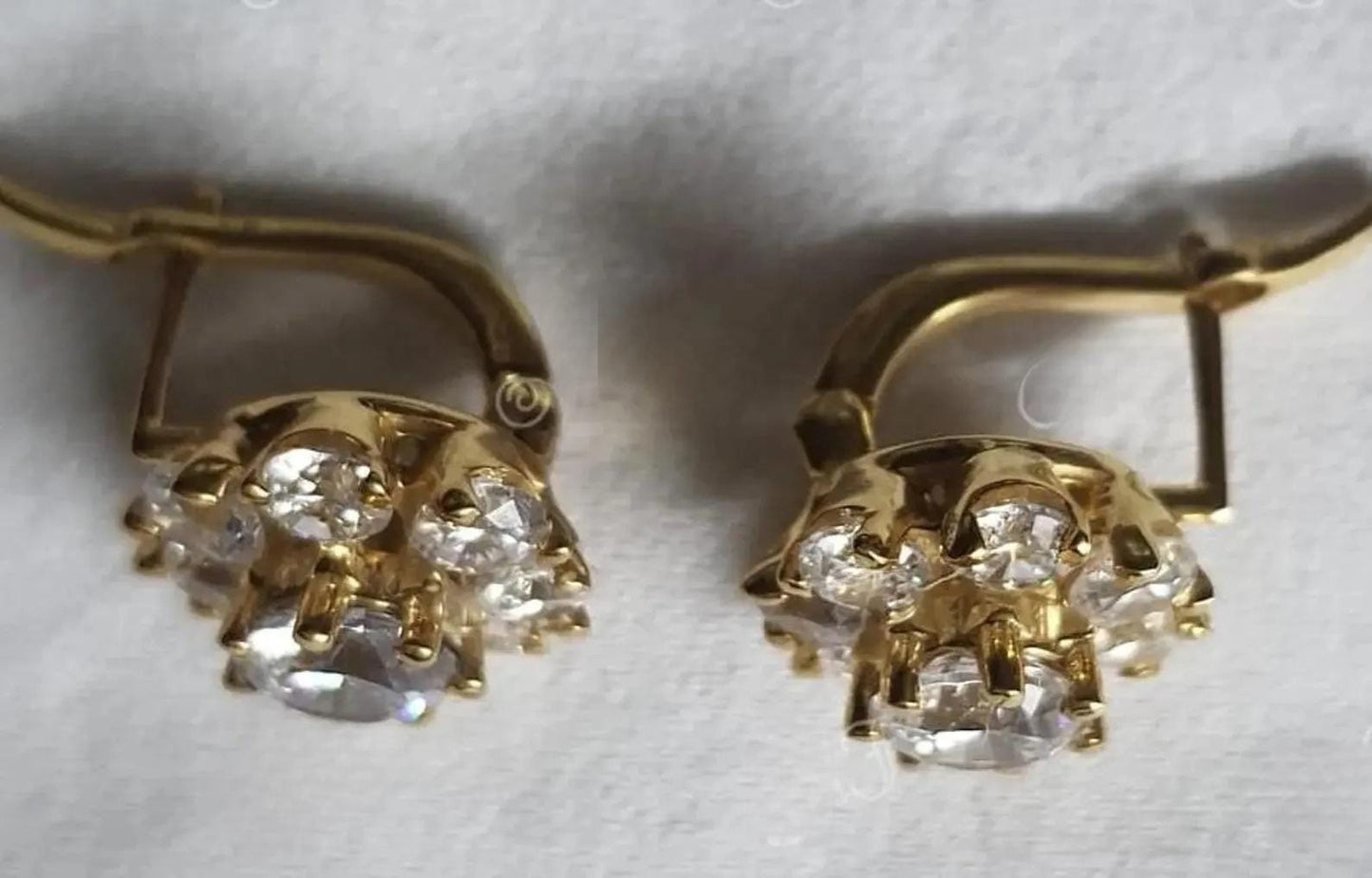 2Ct Round Cut Simulated Diamond Cluster Flower Cluster Stud Earrings 14k Yellow Gold Plated, Cluster Earring, Flower Earring, Gift for Party