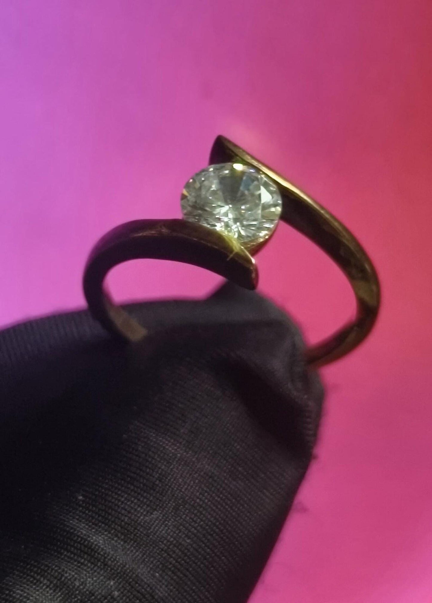 2Ct Moissanite Solitaire Ring Round 14K Yellow Gold Plated 925 Sterling Silver, Anniversary Ring, Wedding Ring, Gift For Her