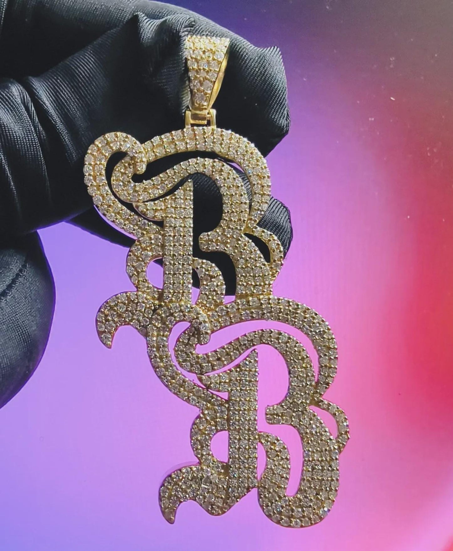 2Ct Custom Letter Round Cut Simulated Diamond Pendant 14K Yellow Gold Plated 925 Sterling Silver Custom Any Letter Pendant ,Hip Hop Pendant