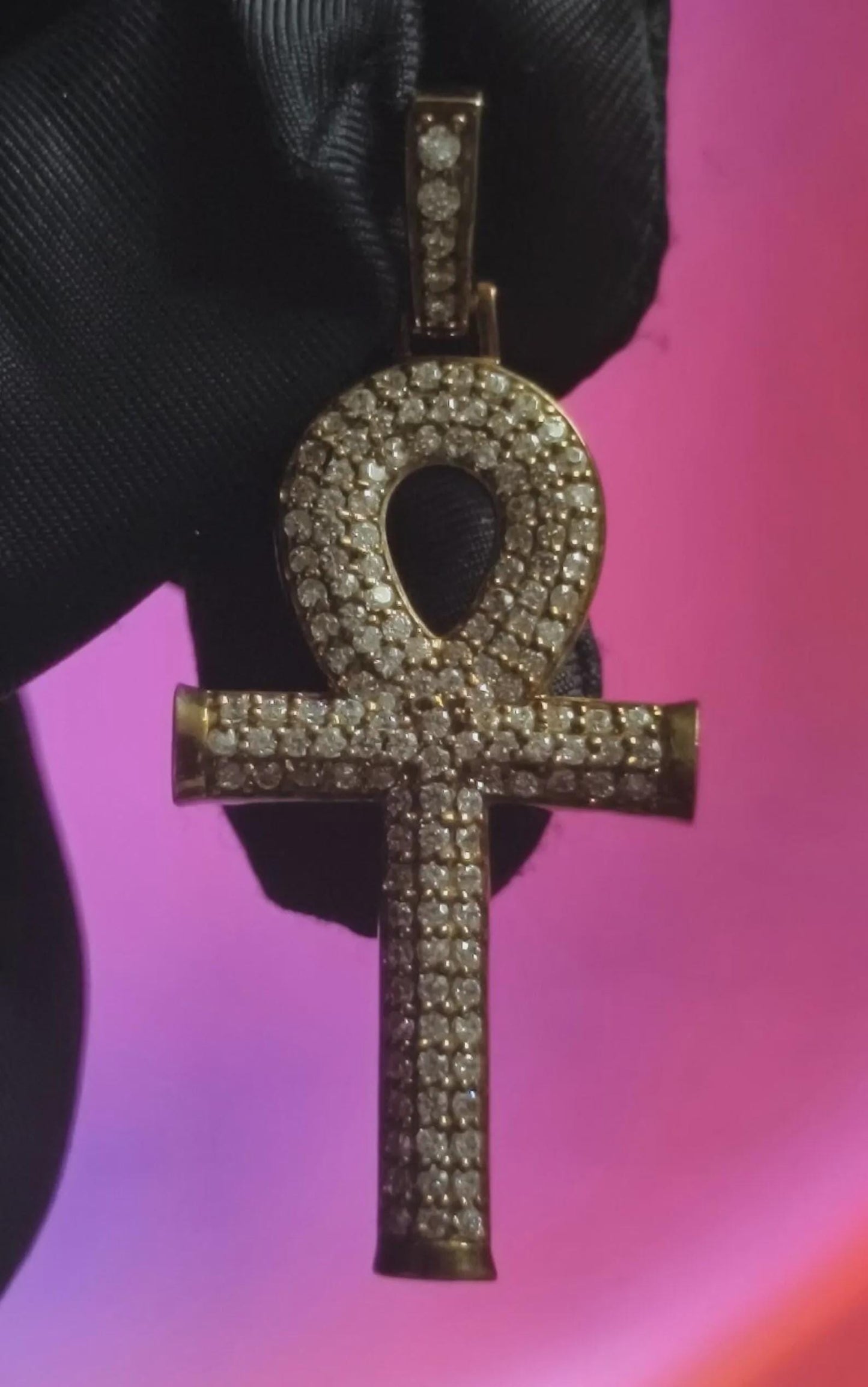 1.50Ct Moissanite Cross Pendant Round 14K Yellow Gold Plated 925 Sterling Silver, Hip Hop Pendant, Christmas Religious Pendant