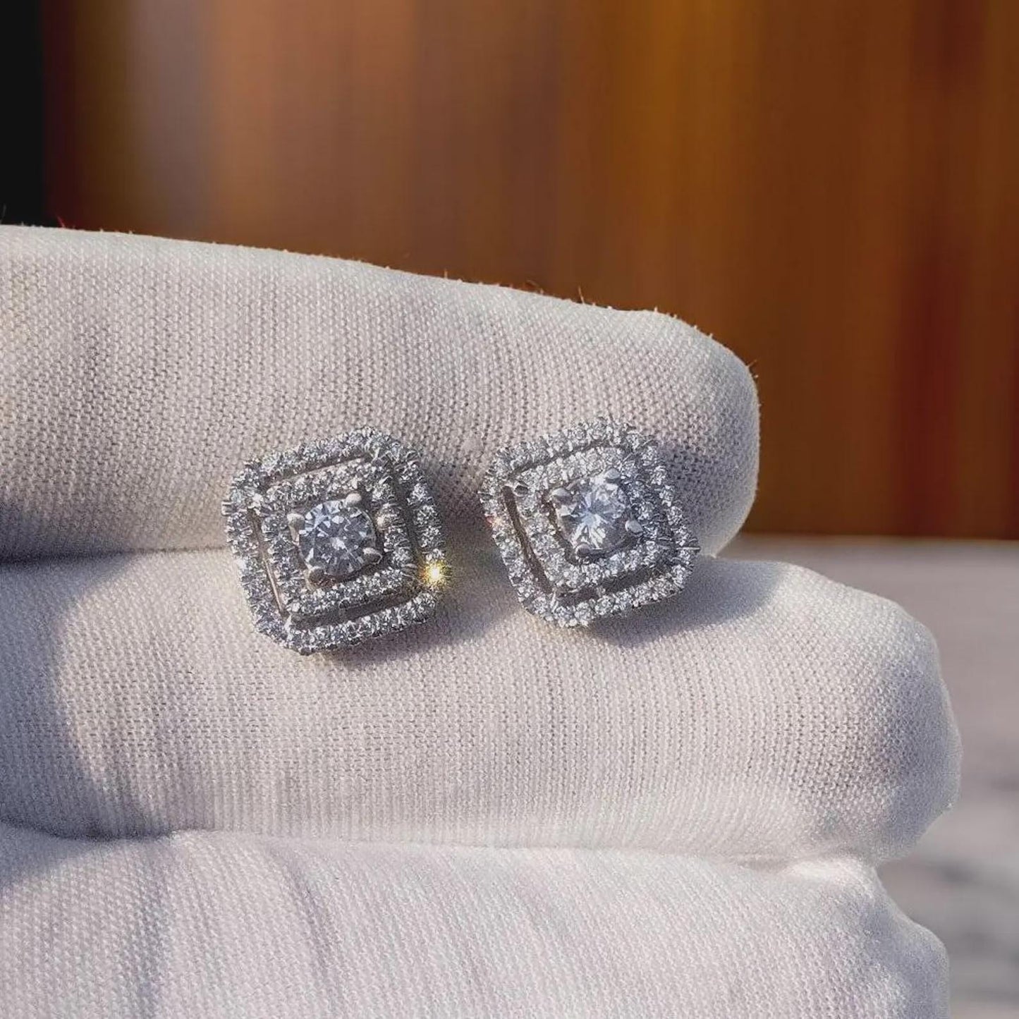 2Ct Round Cut Lab-Created VVS1 Diamond Push Back Cluster Halo Women's Stud Earrings 14K White Gold Plated Unisex Diamond Stud Earrings