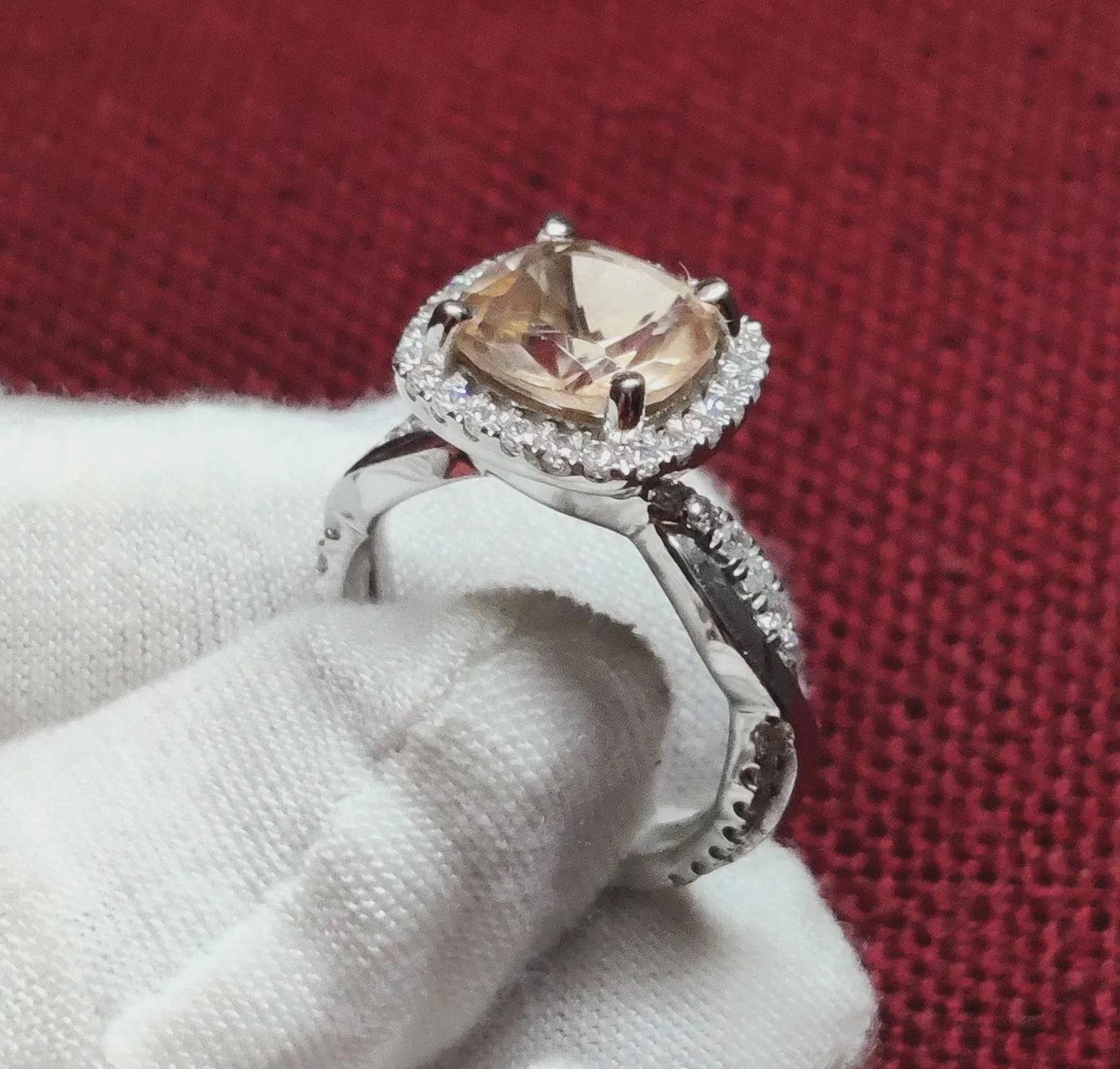 2Ct Morganite Cushion Cut Lab-Created Morganite Engagement Anniversary Ring Halo 14K White Gold Finish 925 Sterling Silver For Birthday Ring