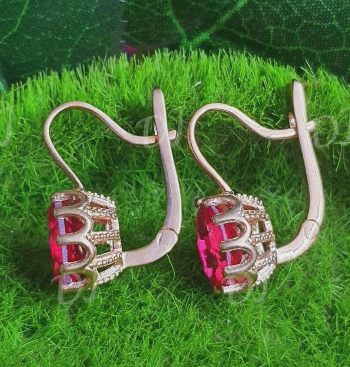 2Ct Ruby Hoop Earrings Oval Cut Simulated Red Ruby Diamond Hoop Earring 14k Yellow Gold Plated, Fancy Hoop Earrings, Gift for Birthday