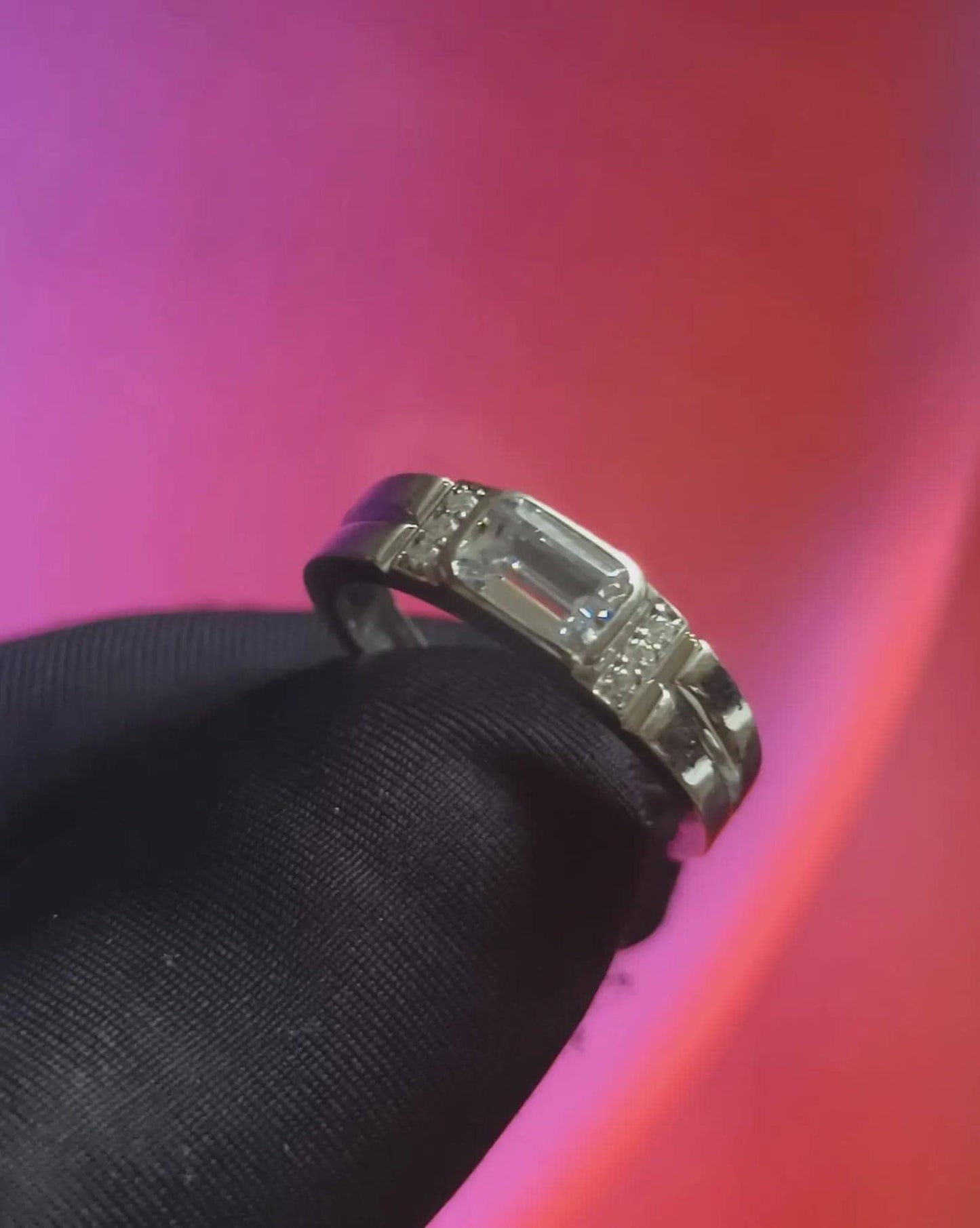 1Ct Moissanite Emerald Cut Wedding Band Ring 14K White Gold Plated 925 Sterling Silver Anniversary Ring, For Engagement Ring