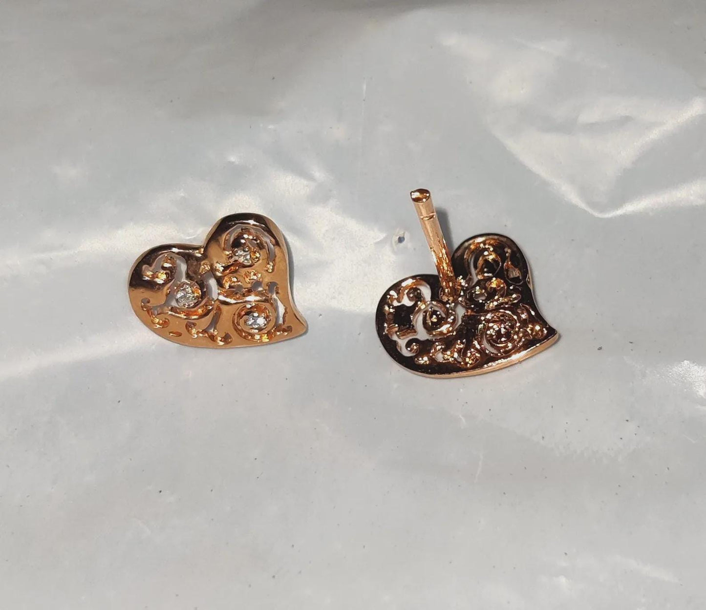 1.50Ct Diamond Stud Earrings VVS1 Diamond Cluster Heart Stud Earrings 14K Rose Gold Finish 925 Silver Stud Earrings Push Back Stud