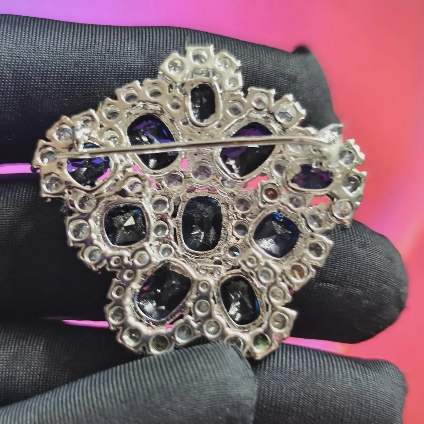 2Ct Unique Flower Brooch Pin Oval Cut Simulated Blue Sapphire Brooch Pin 14K White Gold Plated 925 Silver, Flower Brooch Pin, Birthday Gift