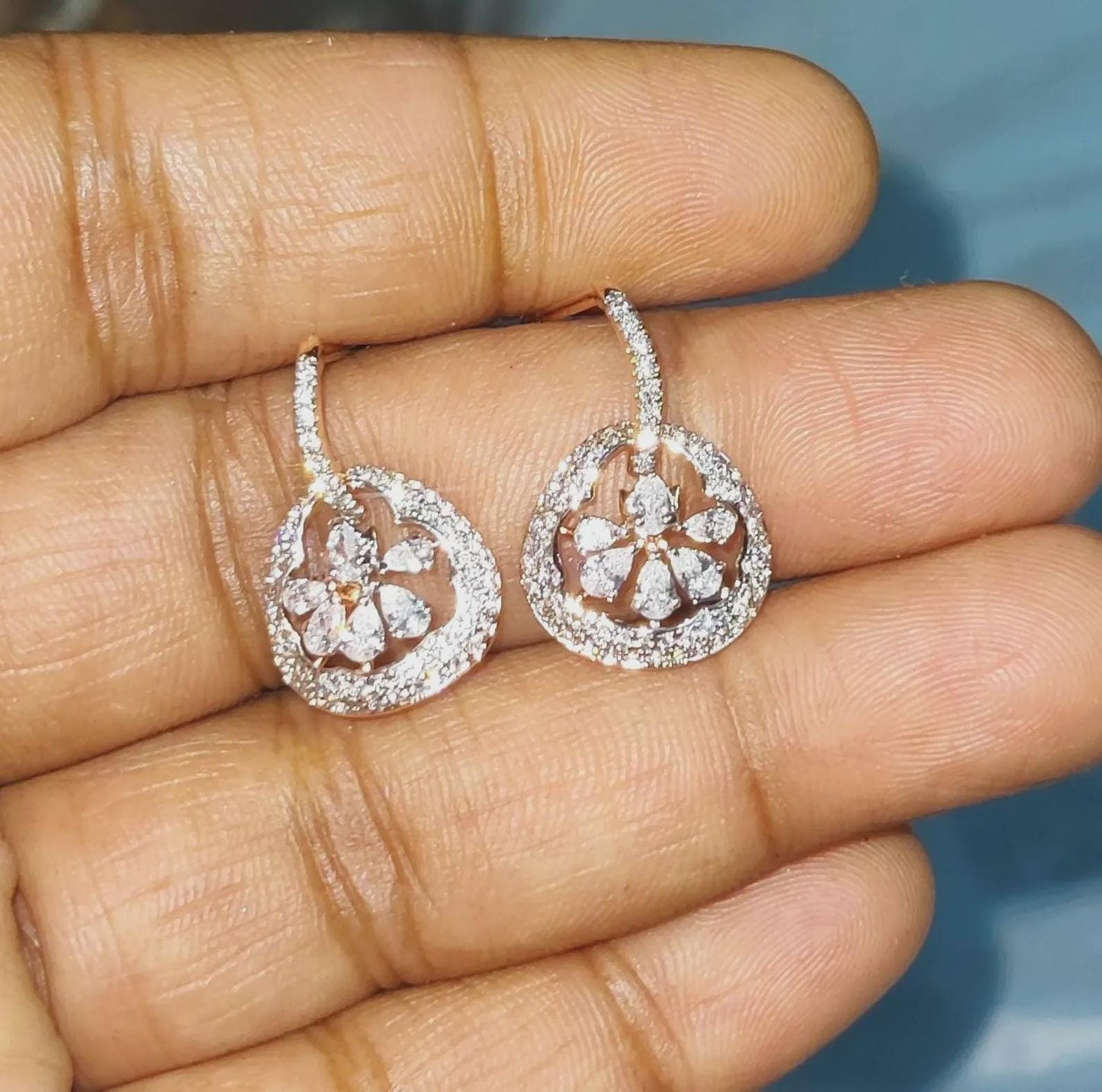 2Ct Round Cut Simulated Diamond Drop Dangle Women's Earrings 14K Rose Gold Plated 925 Sterling Silver, Gift For Birthday