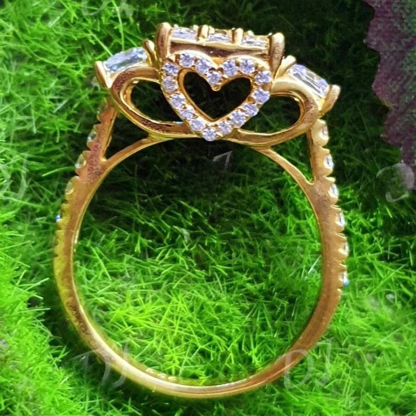 2Ct Round Cut Simulated Diamond Square Shape Engagement Wedding Ring 14K Yellow Gold Plated 925 Silver, Anniversary Ring, Gift For Birthday