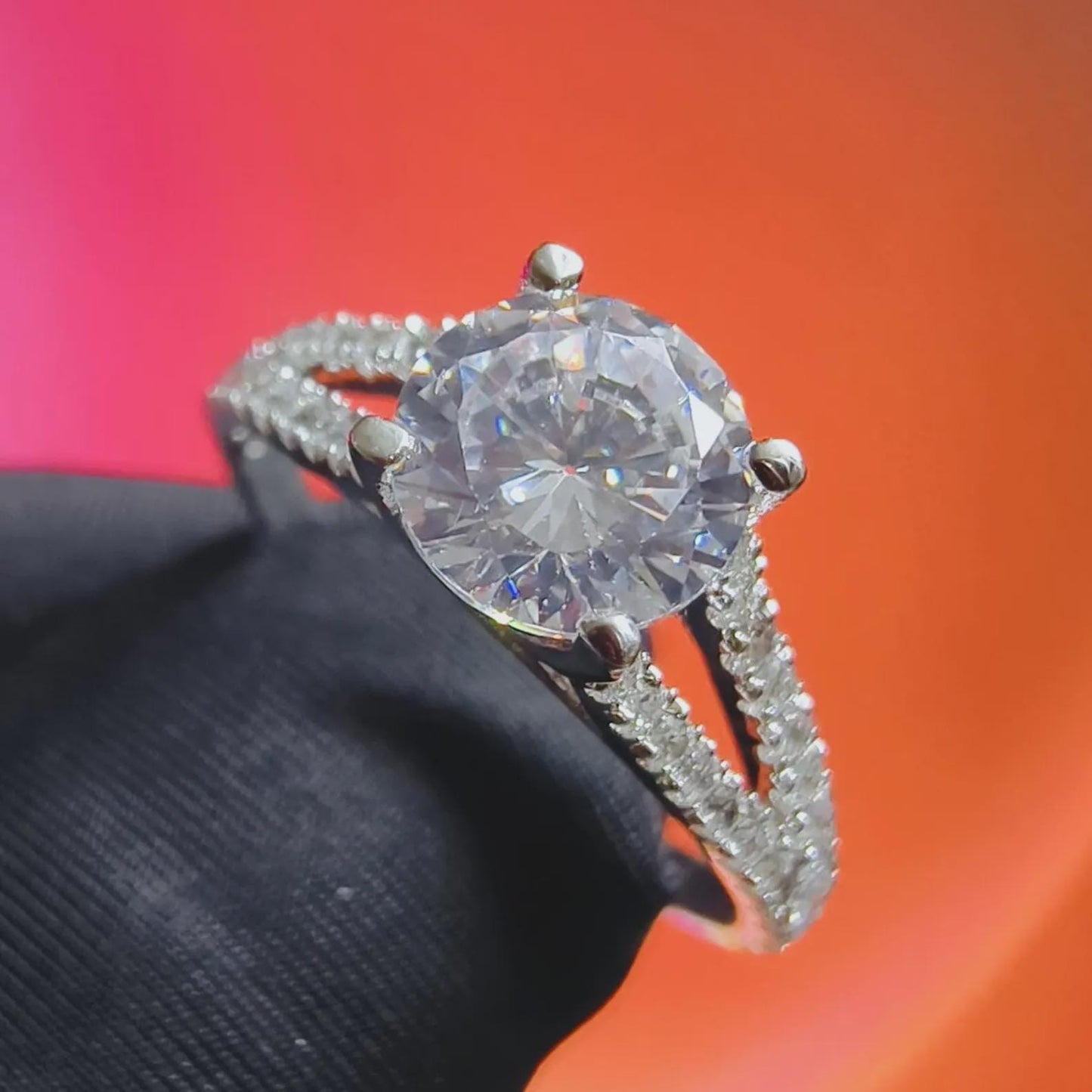 2Ct Round Cut Simulated White Diamond Wedding Engagement Anniversary Ring 14k White Gold Plated- 925 Silver, Gift for Her