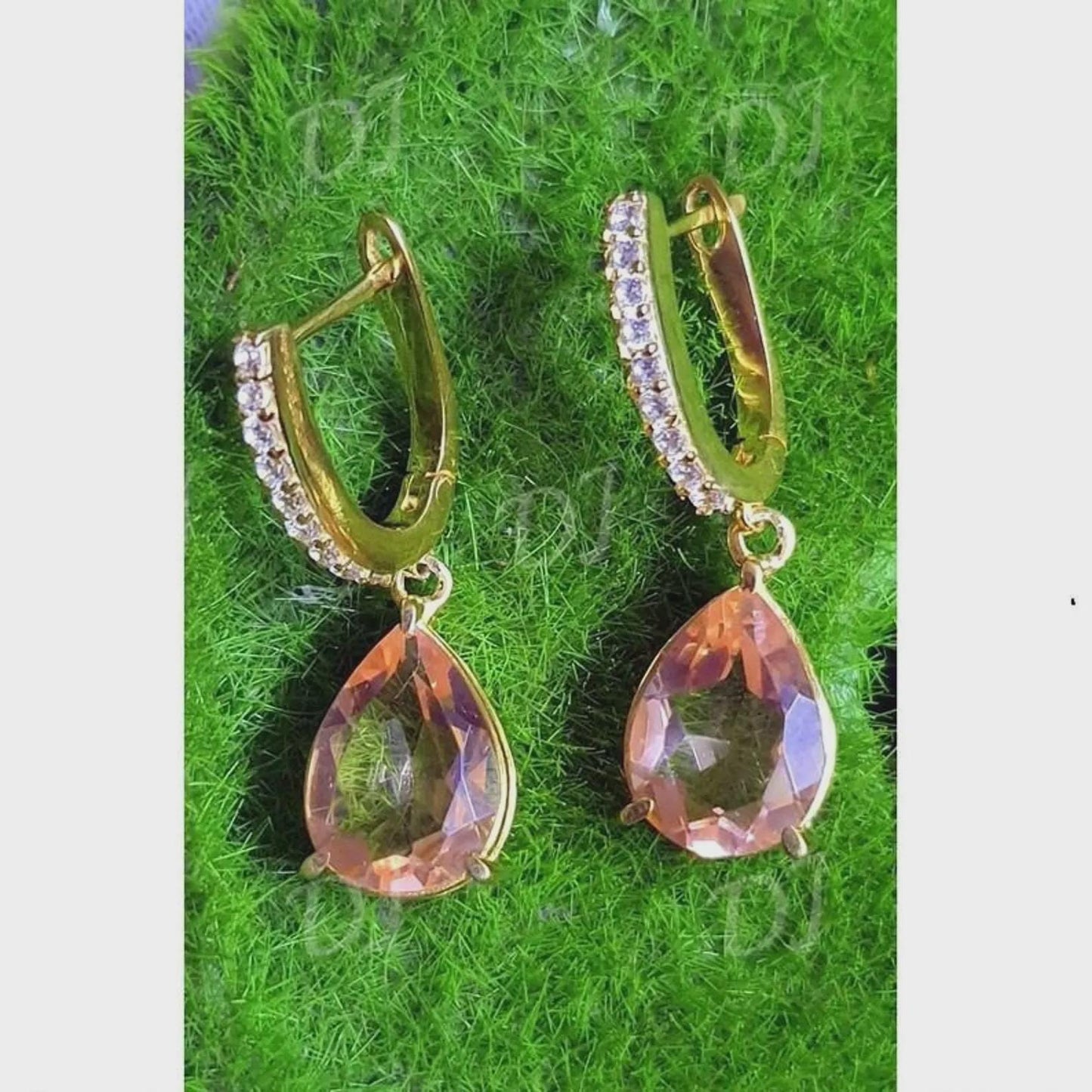 2Ct Drop & Dangle Earrings Pear Cut Morganite Diamond 14K Yellow Gold Plated Silver Earrings, Peach Earrings, Anniversary Gift for Her